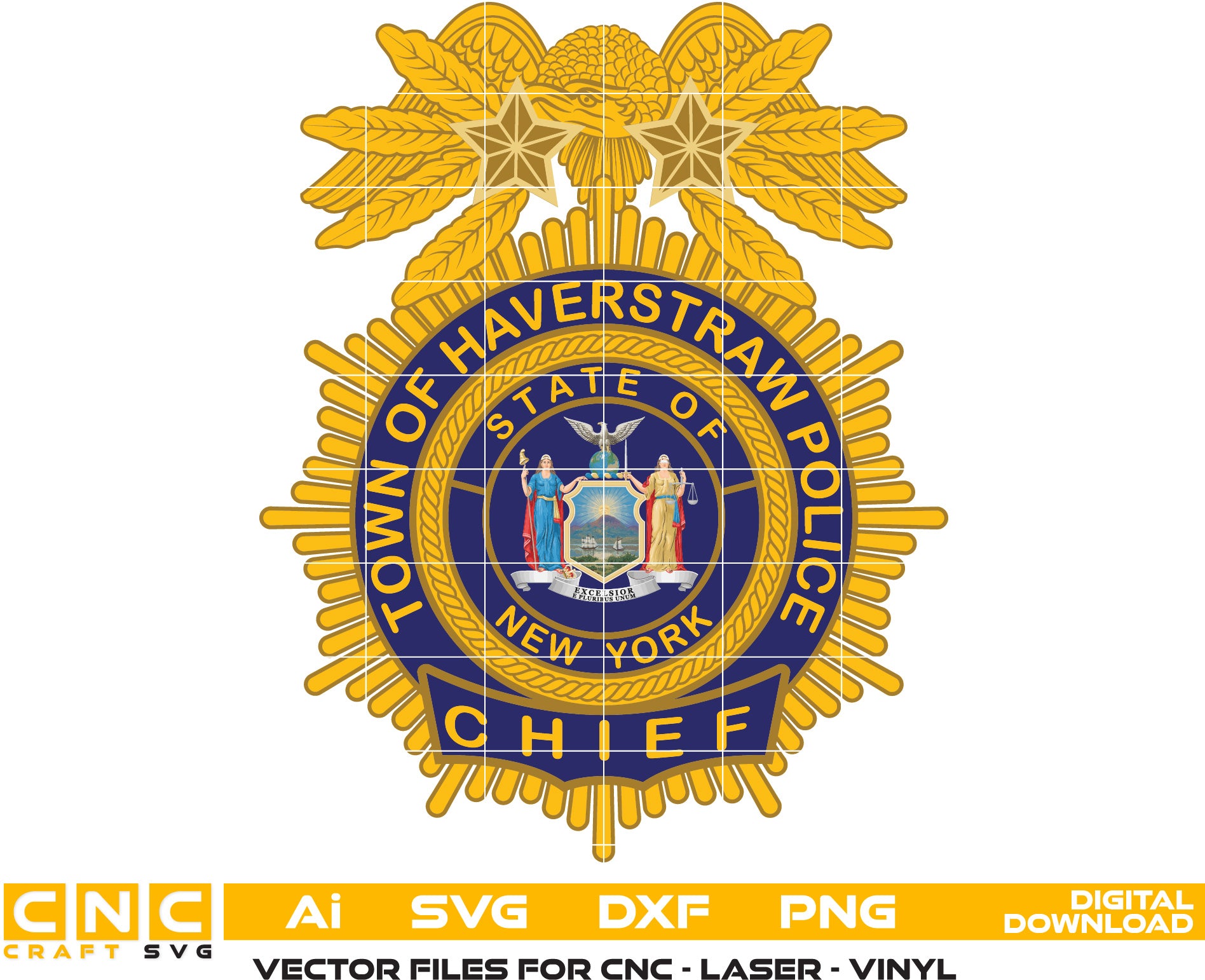 Town of Haverstraw New York Police Chief Badge, New York Police Chief vector art, Digital File