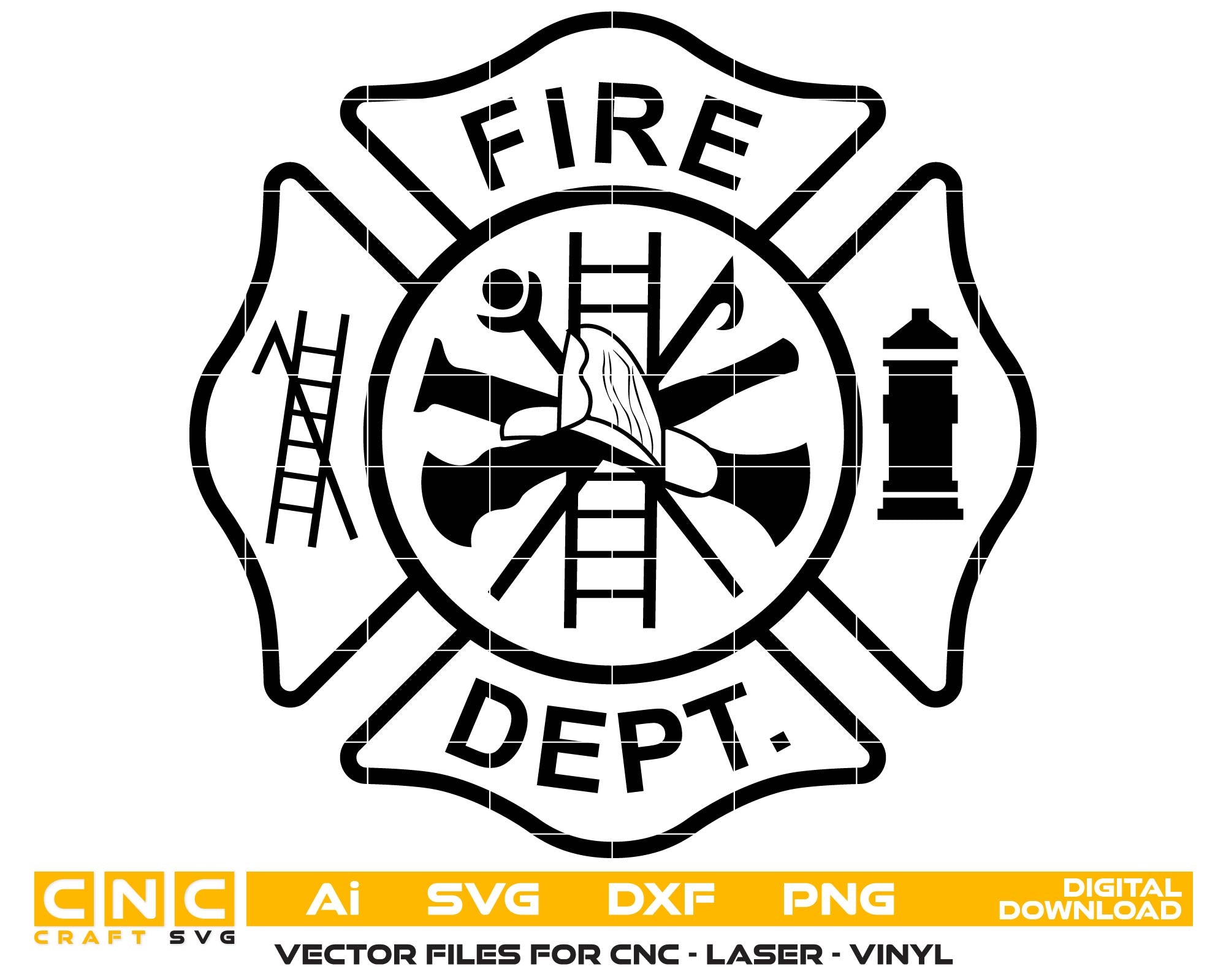 Traditional Fire Department Maltese Cross Emblem