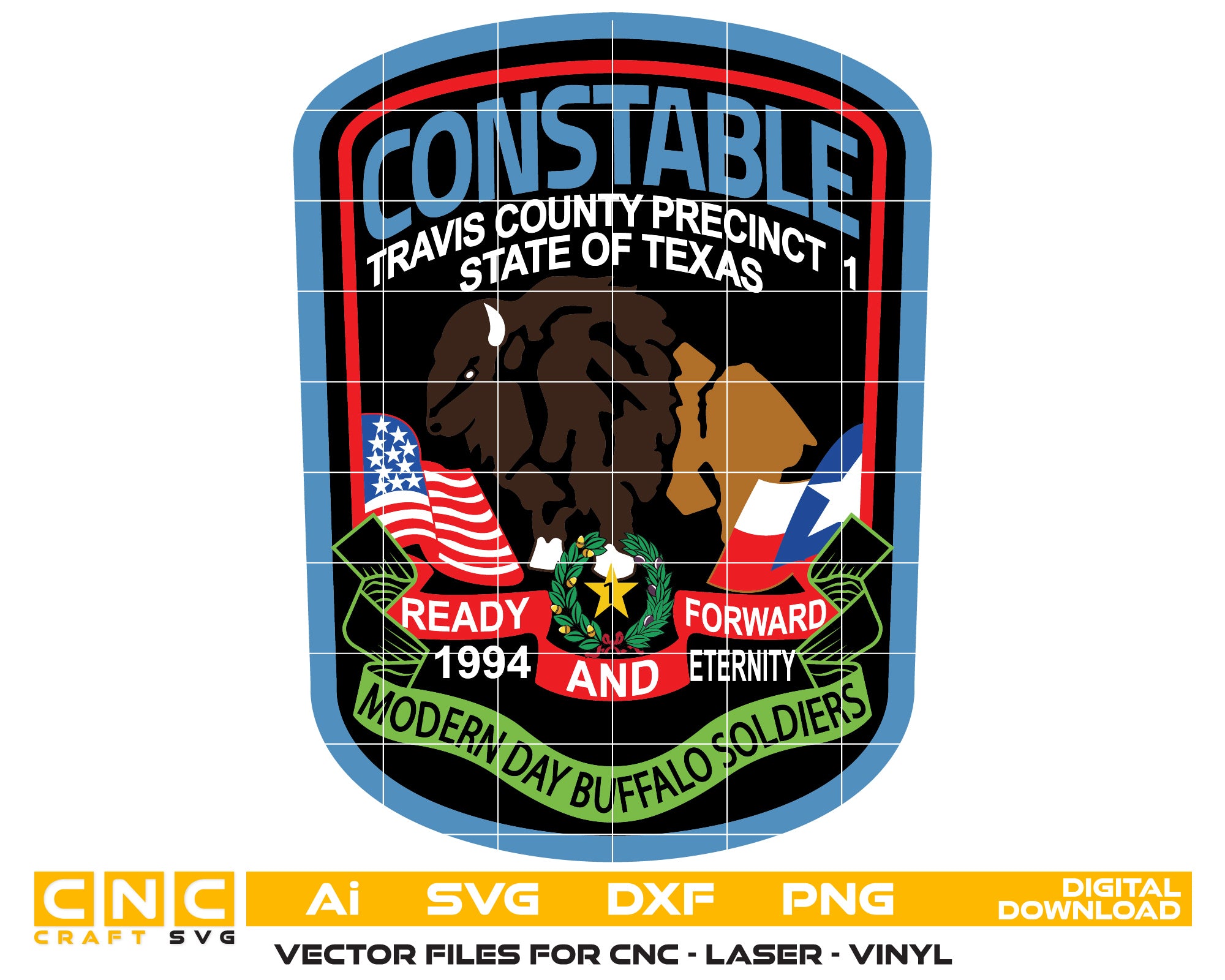 Travis County Precinct 1 Texas Constable Badge Vector Art, Ai,SVG, DXF