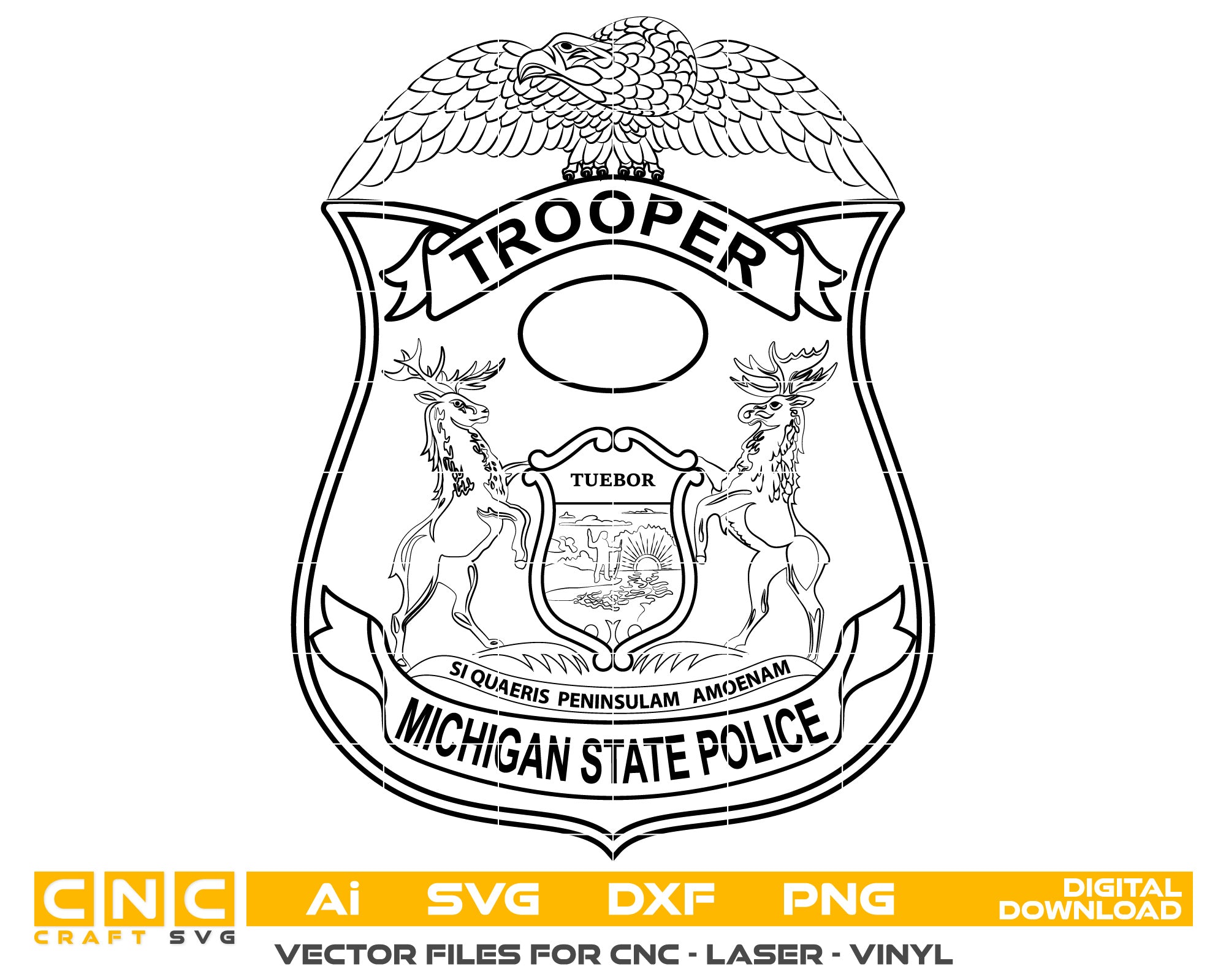 Trooper Michigan Police Badge Vector Art