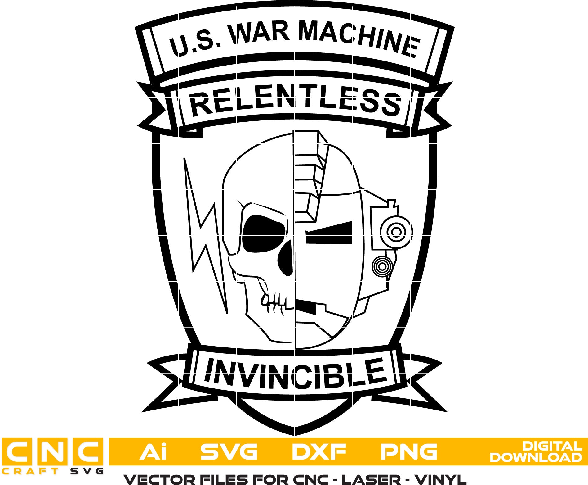 U.S. War Machine Relentless Invincible Logo Vector Art