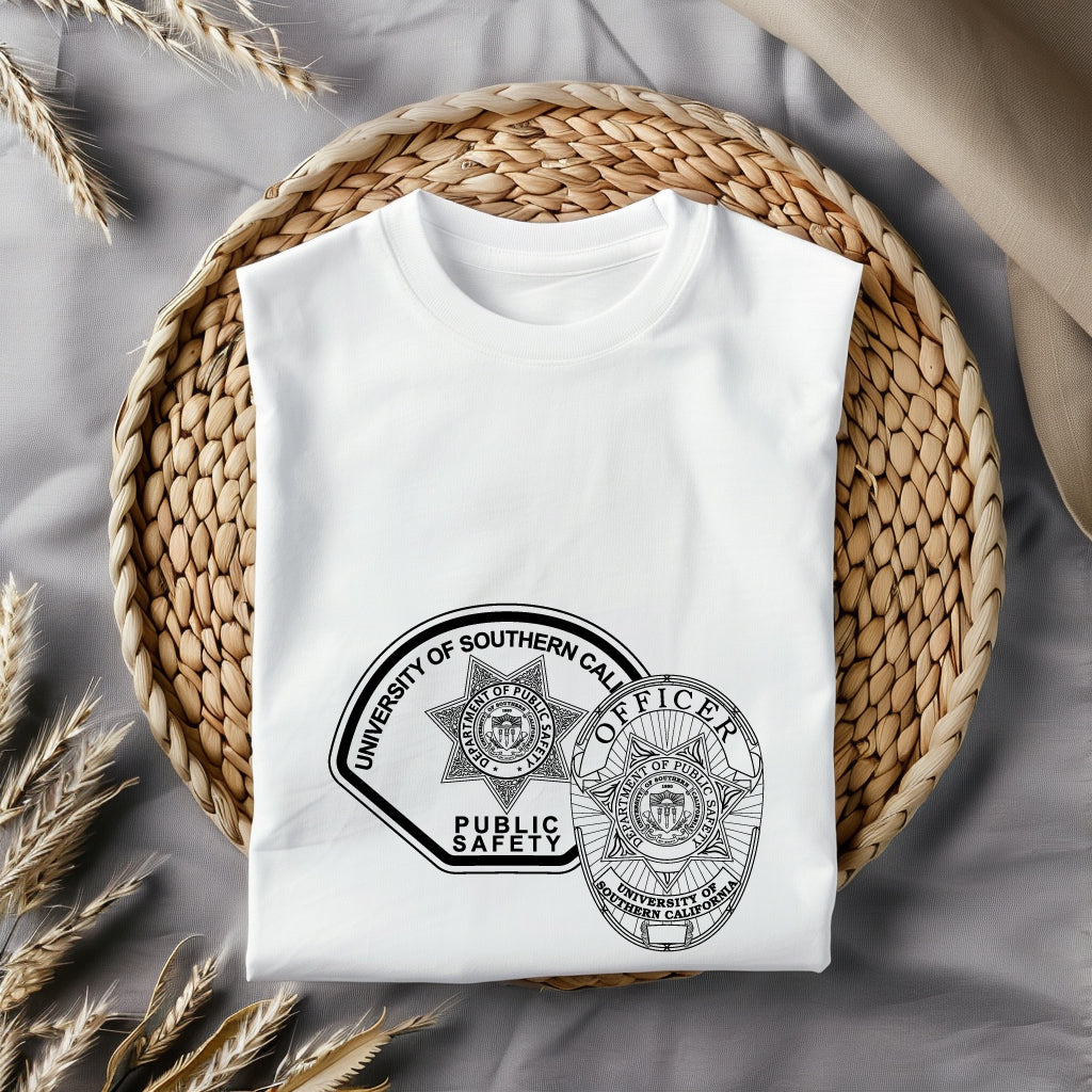 USC Department of Public Safety Badge SVG digital download, university police emblem vector design for Cricut, Silhouette, CNC, engraving, and law enforcement crafts.