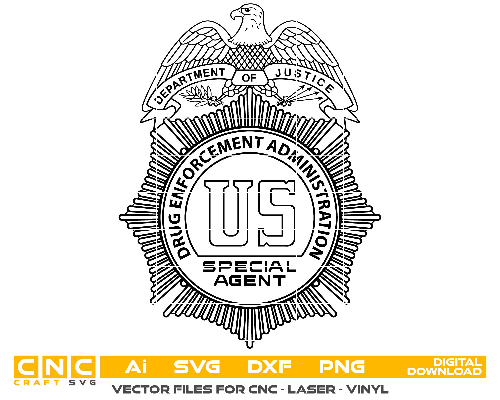 Drug Enforcement Special Agent Badge Vector Art