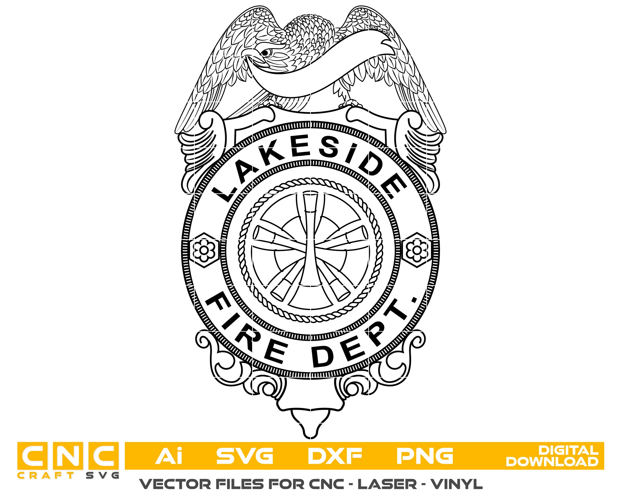 Lakeside Fire Dept Badge Vector art