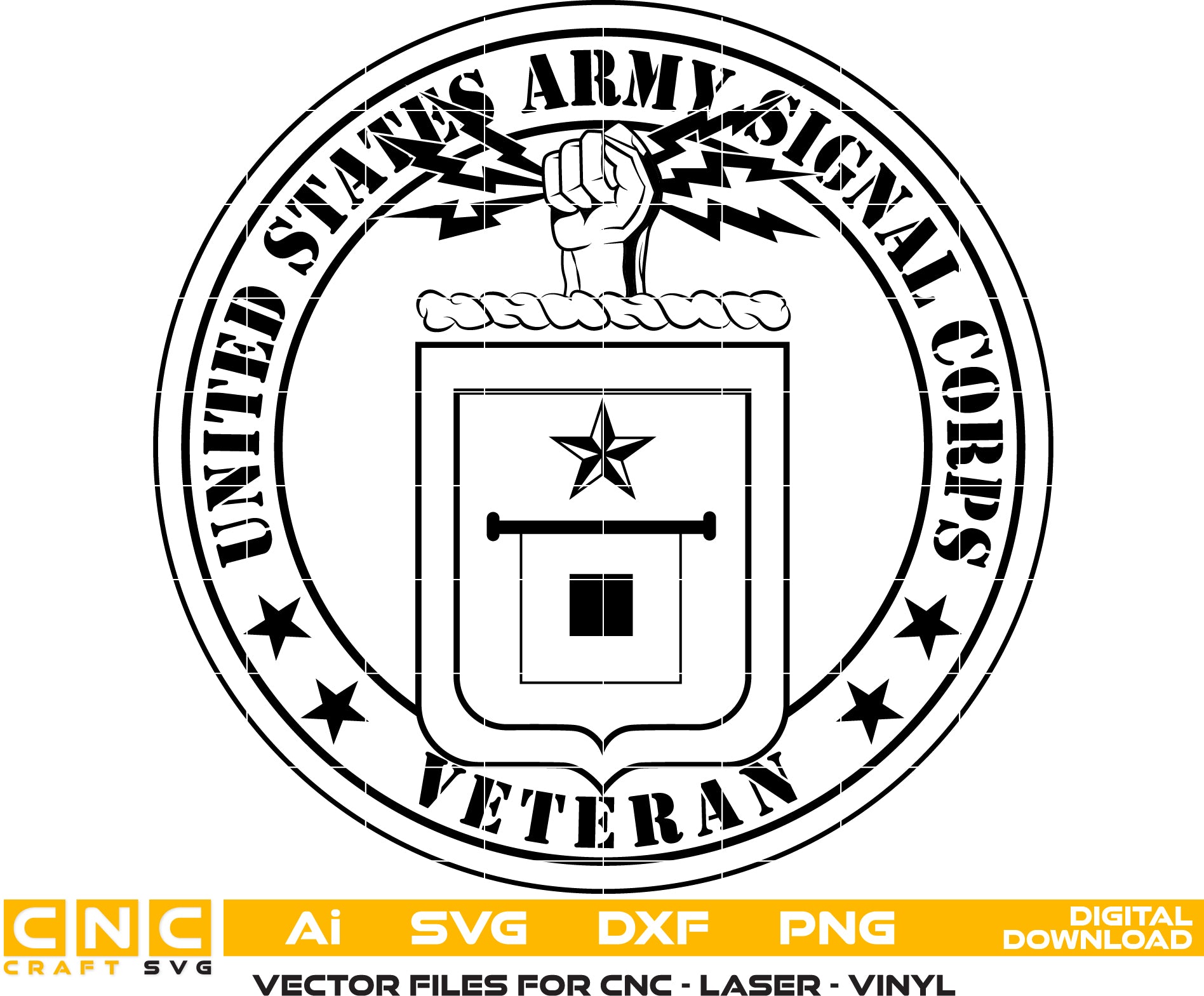 United States Army Signal Corps Logo Vector art Svg/ Dxf/ Jpg/ Png/ and Ai files For laser engraving/ woodworking/ acrylic painting and all printing machines.