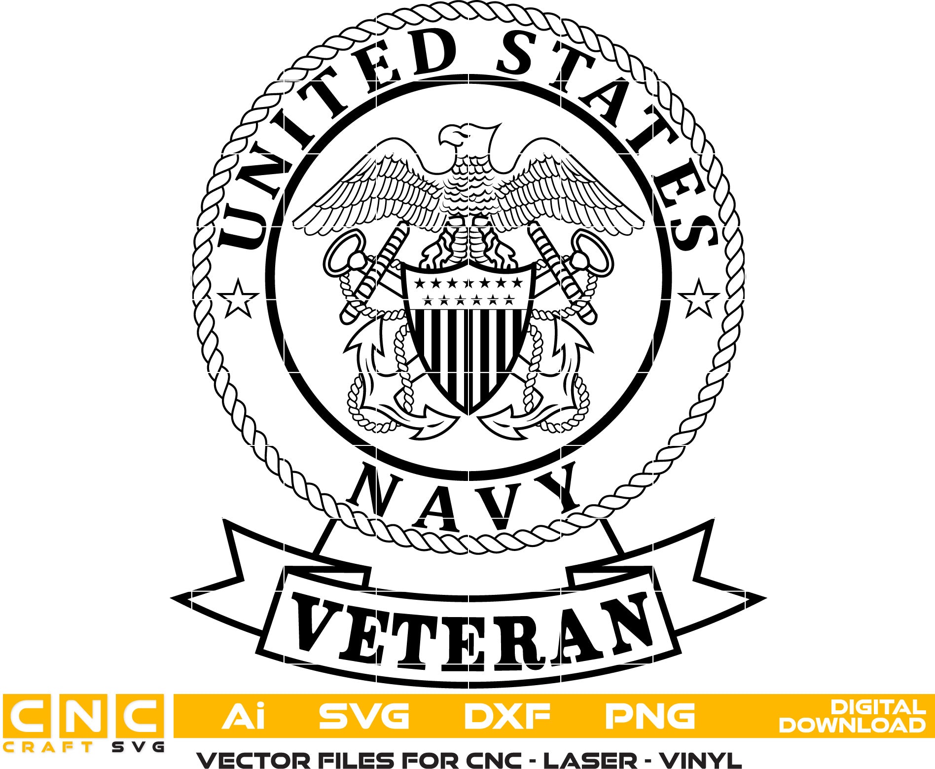 United States Navy Veteran Logo Vector art Svg, Dxf, Jpg, Png and Ai files For laser engraving, woodworking, acrylic painting, and all printing machines.