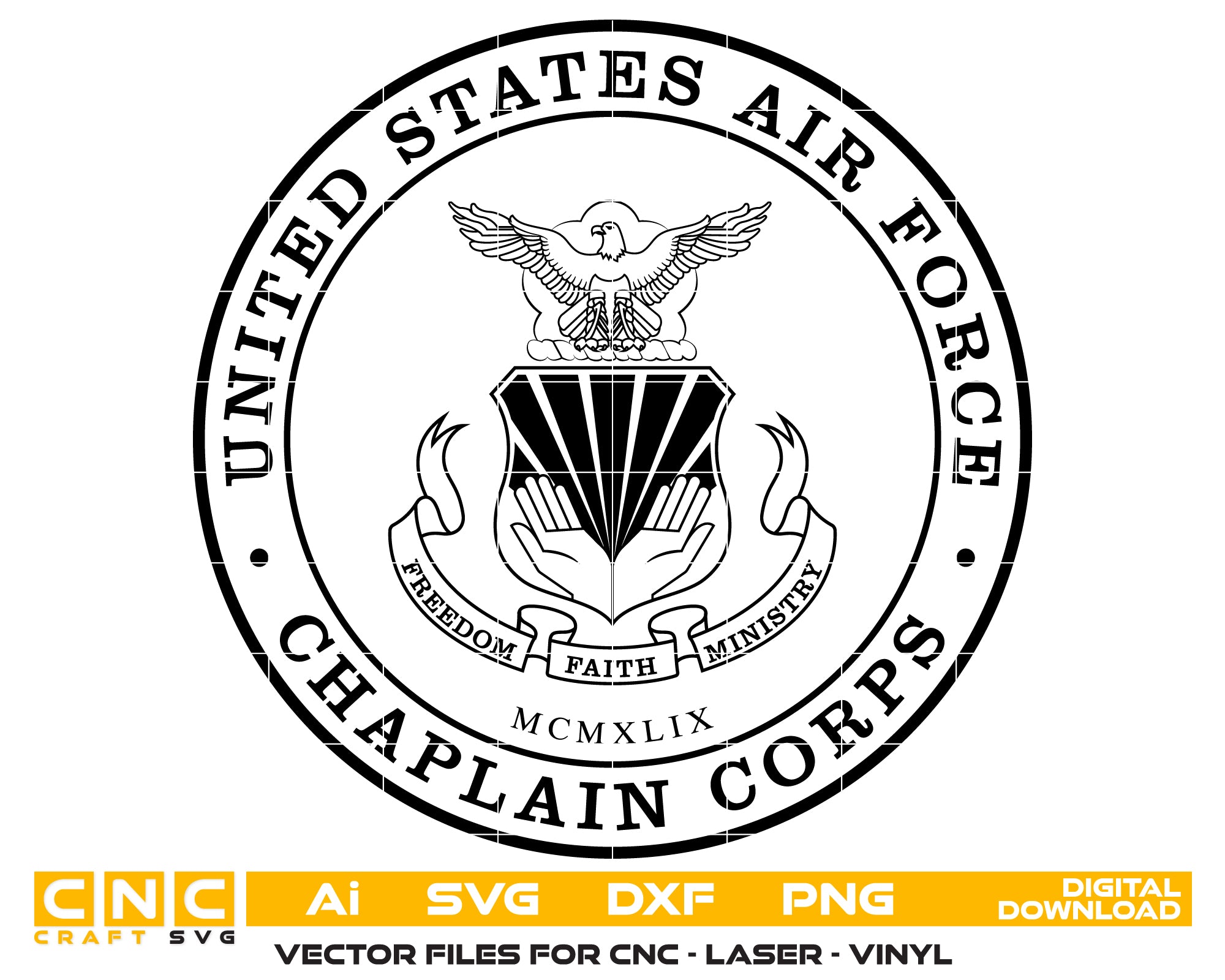 United States Air Force Chaplain Corps Logo SVG, Air Force Chaplain Emblem Vector, USAF Chaplain Corps Logo SVG, Military Emblem Vector, Air Force Chaplain SVG