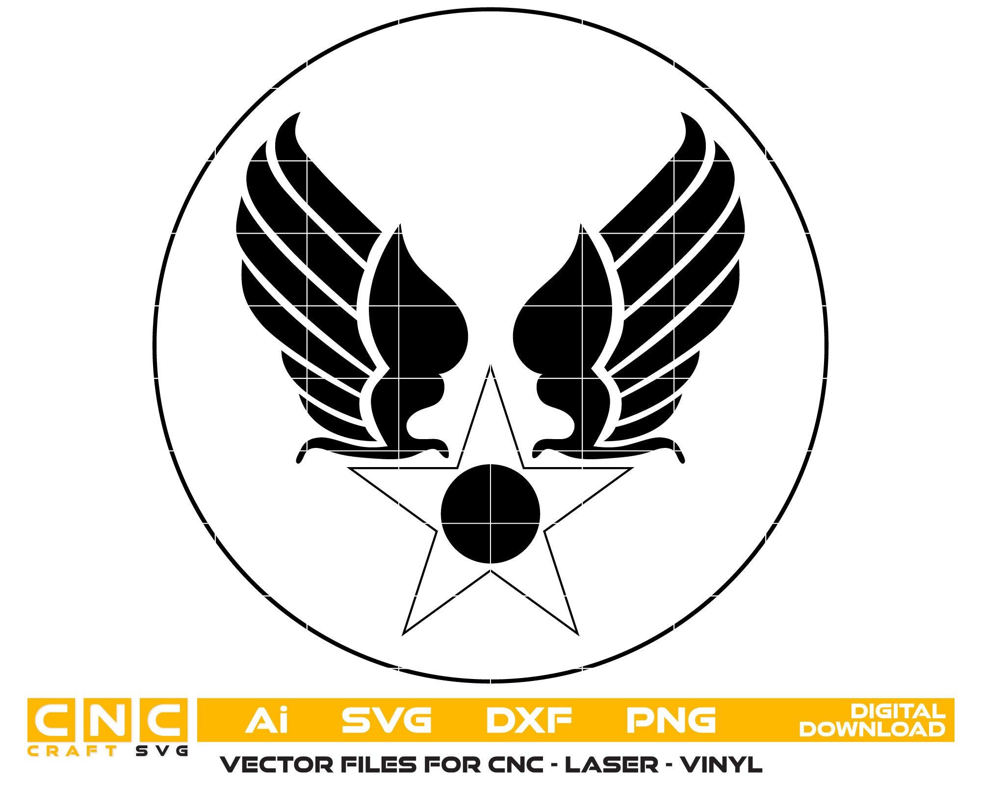 United States Army Air Forces Logo SVG digital download, USAAF emblem vector design for Cricut, Silhouette, CNC, engraving, and military tribute crafts.