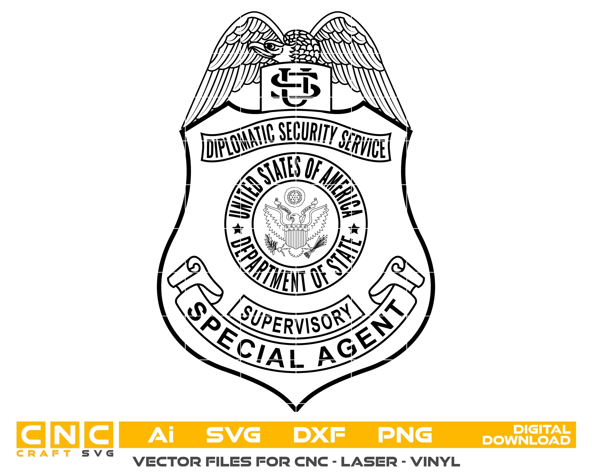 Diplomatic Service Code Diplomatic Security Service Badge vector art
