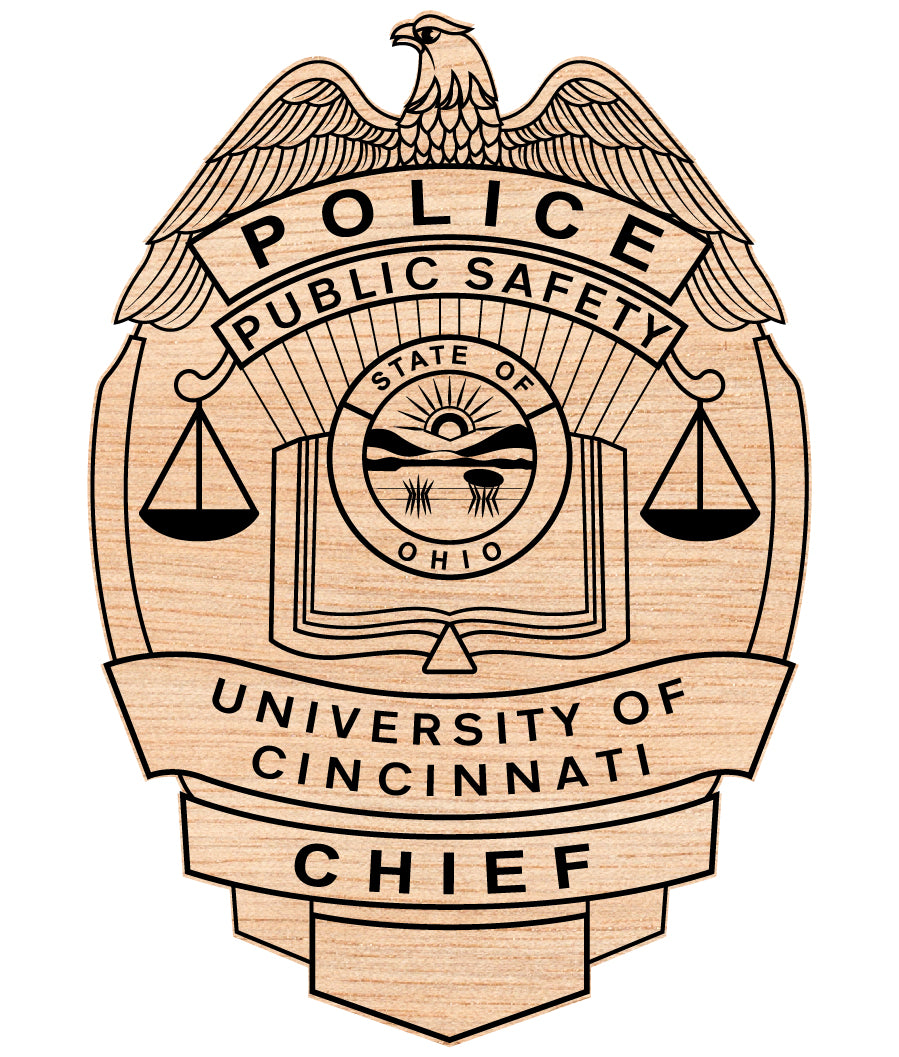 University of Cincinnati Public Safety Police Chief Badge SVG, Cincinnati Police Chief Badge Vector, Ohio Campus Police Badge, University Public Safety Emblem SVG, Police Chief Badge Vector File