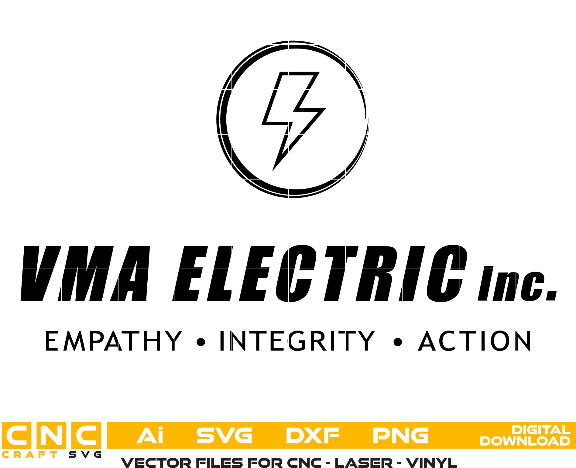 VMA Electric Inc. Logo Vector art Svg, Dxf, Jpg, Png and Ai files For laser engraving, woodworking, acrylic painting, and all printing machines.