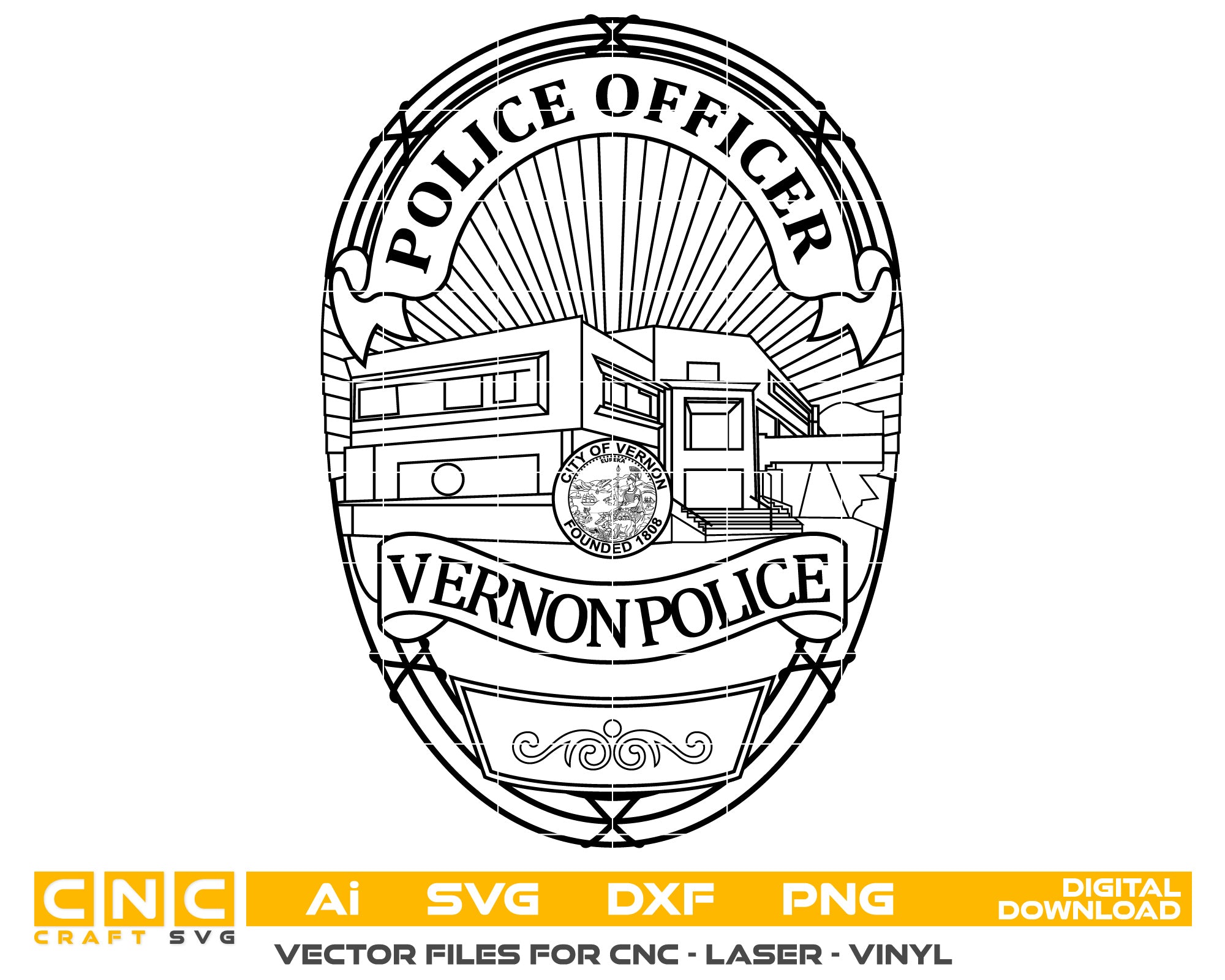 Vernon Police Officer Badge vector art