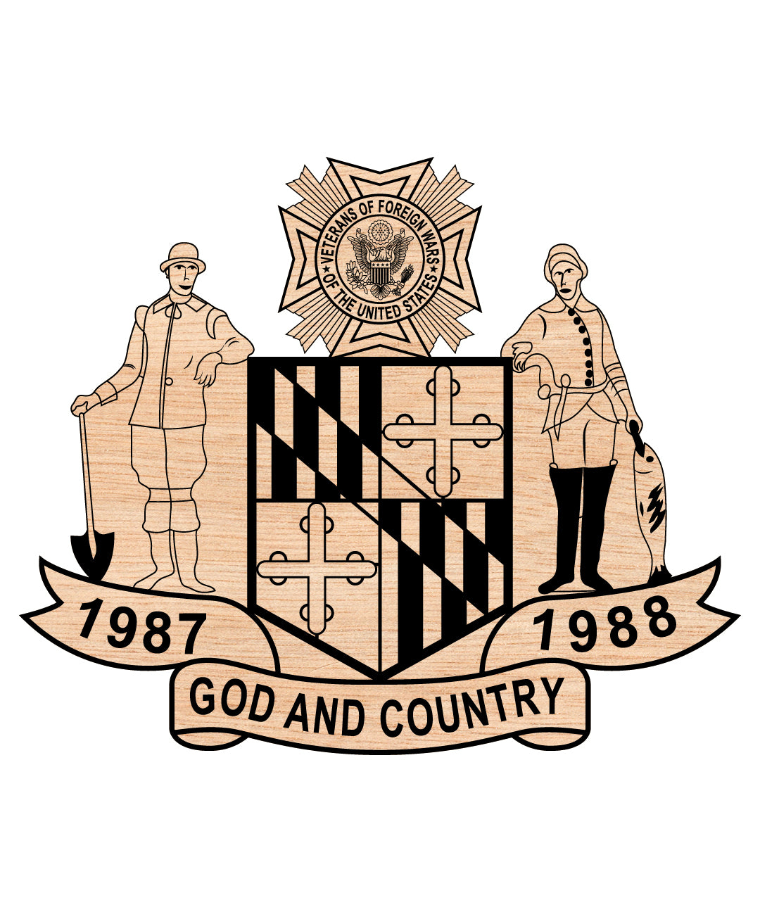 Veterans Foreign Wars Maryland God & Country Badge, 1987-88
Maryland Badge
Country Badge
Veterans Foreign Wars
1987-88 Badge