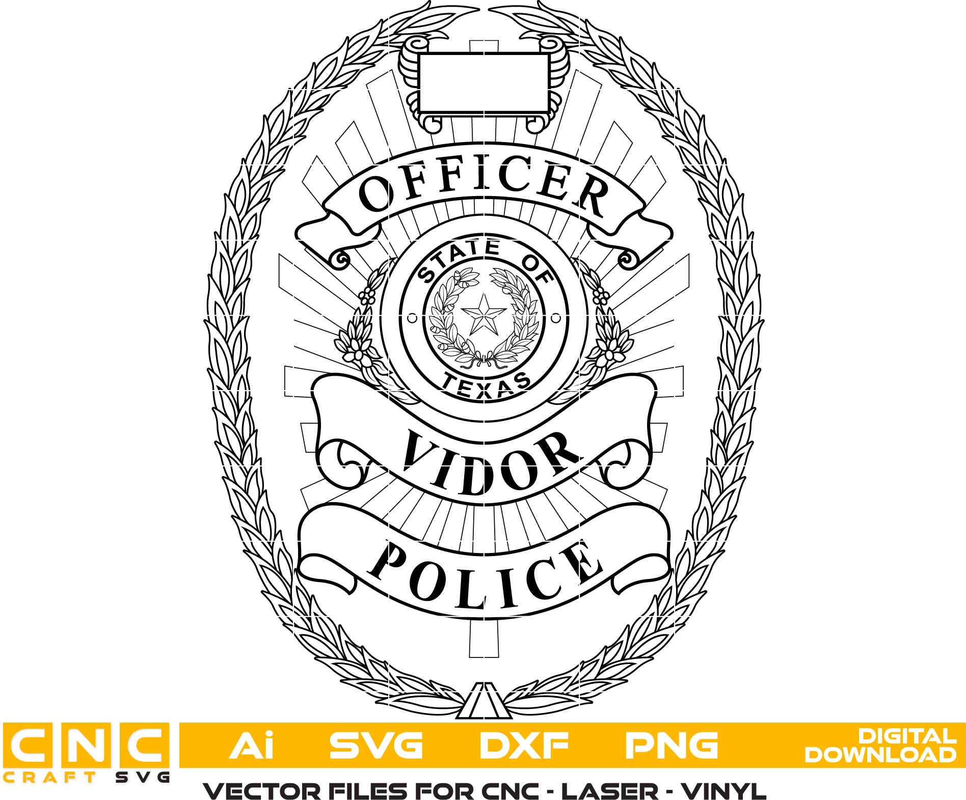 Vidor Texas Police Officer Badge Vector art Digital file