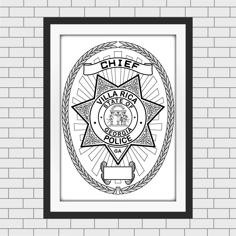 Villa Rica Police Chief Badge SVG, Georgia Police Badge Vector, Villa Rica GA Badge SVG, Police Chief Emblem Vector, Law Enforcement Badge SVG, GA Police Shield Vector