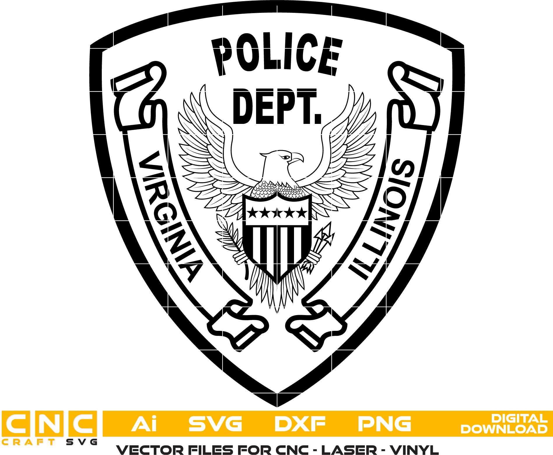 Virginia Illinois Police Badge Vector art Digital file