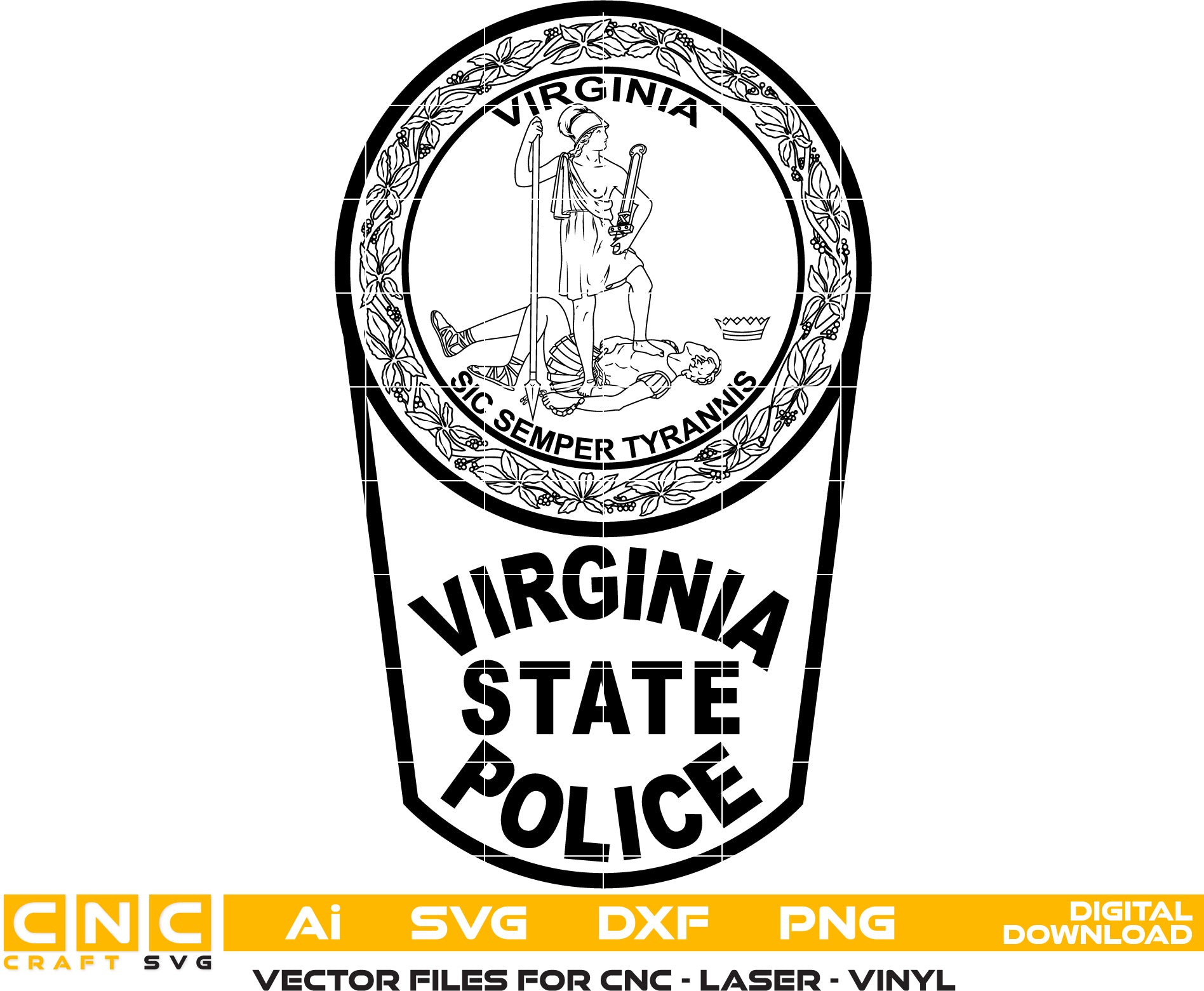 Virginia State Police Badge, Police Badge Vector Art, Digital File