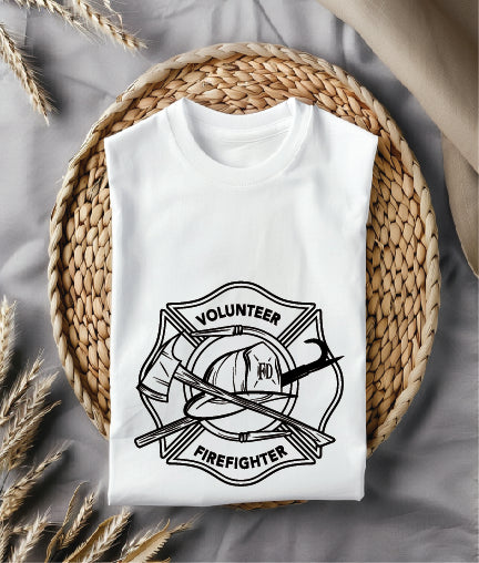 Volunteer Firefighter Fireman Maltese Cross And Fire Helmet Patch
