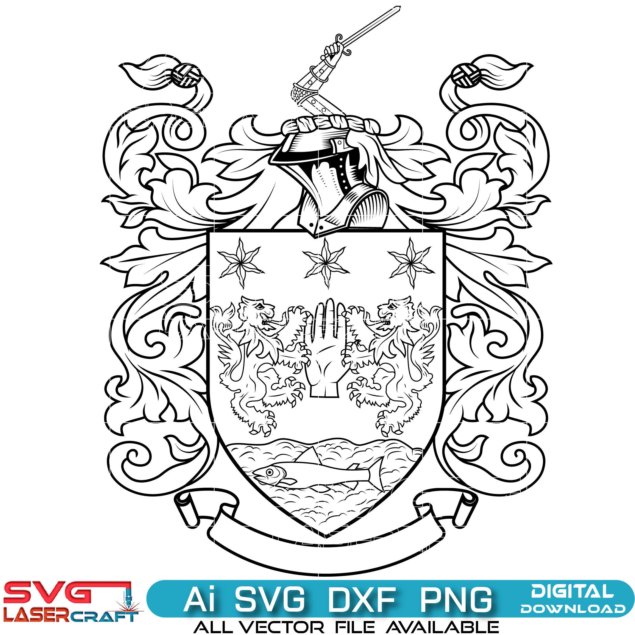 Coat of Arms Family Crest SVG | Vector Art for Digital Download