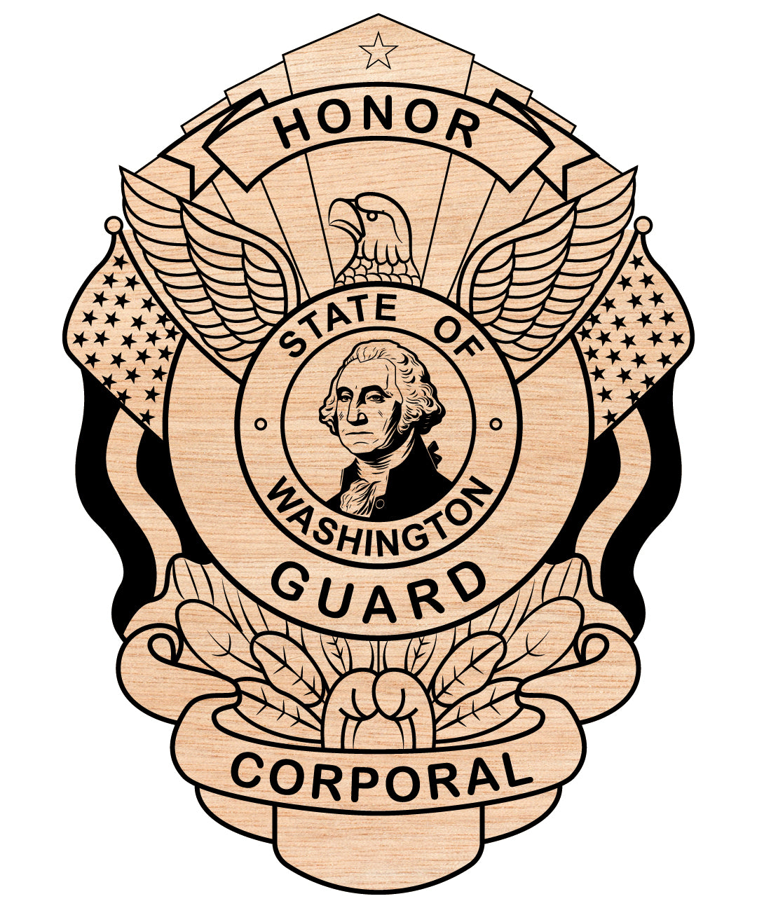 Washington Police Corporal Badge SVG digital download, police corporal emblem vector design for Cricut, Silhouette, CNC, engraving, and law enforcement crafts.