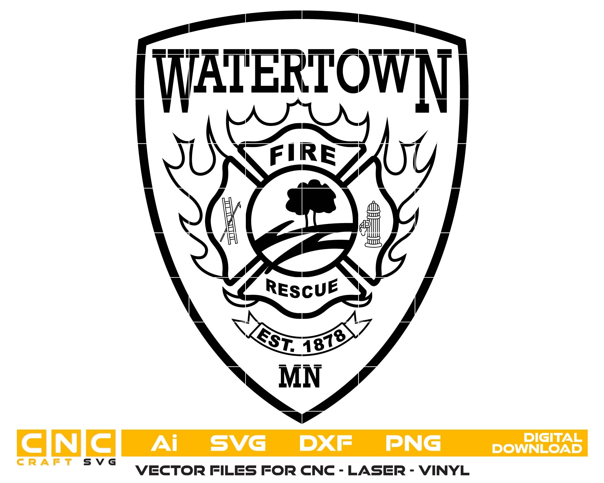 Watertown Fire Rescue Badge vector art