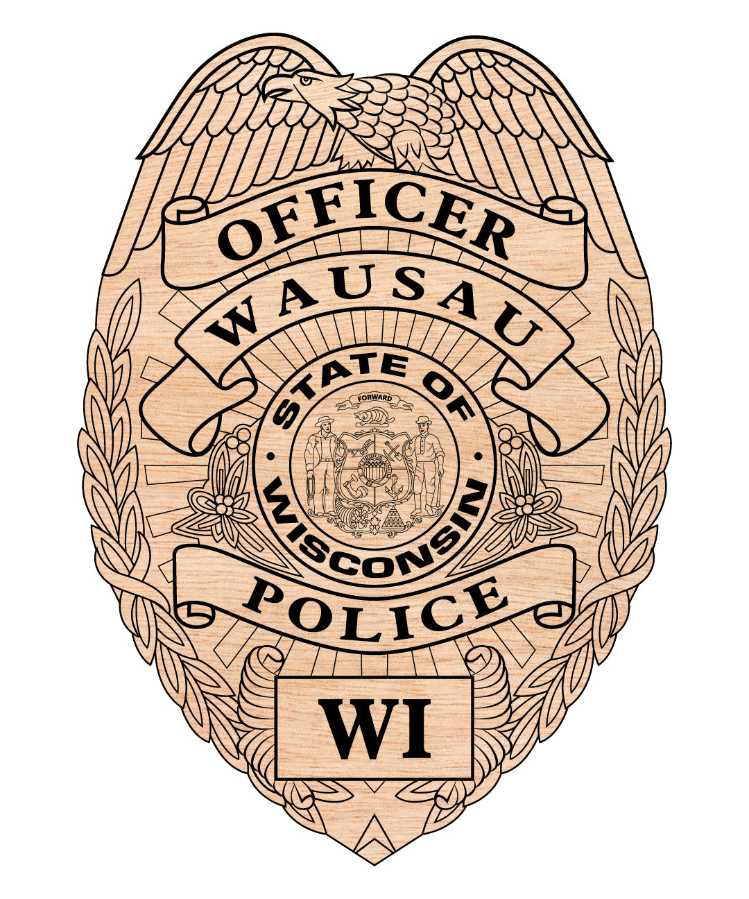 Wausau Police Officer Badge SVG, Wisconsin Police Badge Vector, Wausau Police Officer Badge, Law Enforcement Badge SVG, Police Officer Badge Vector