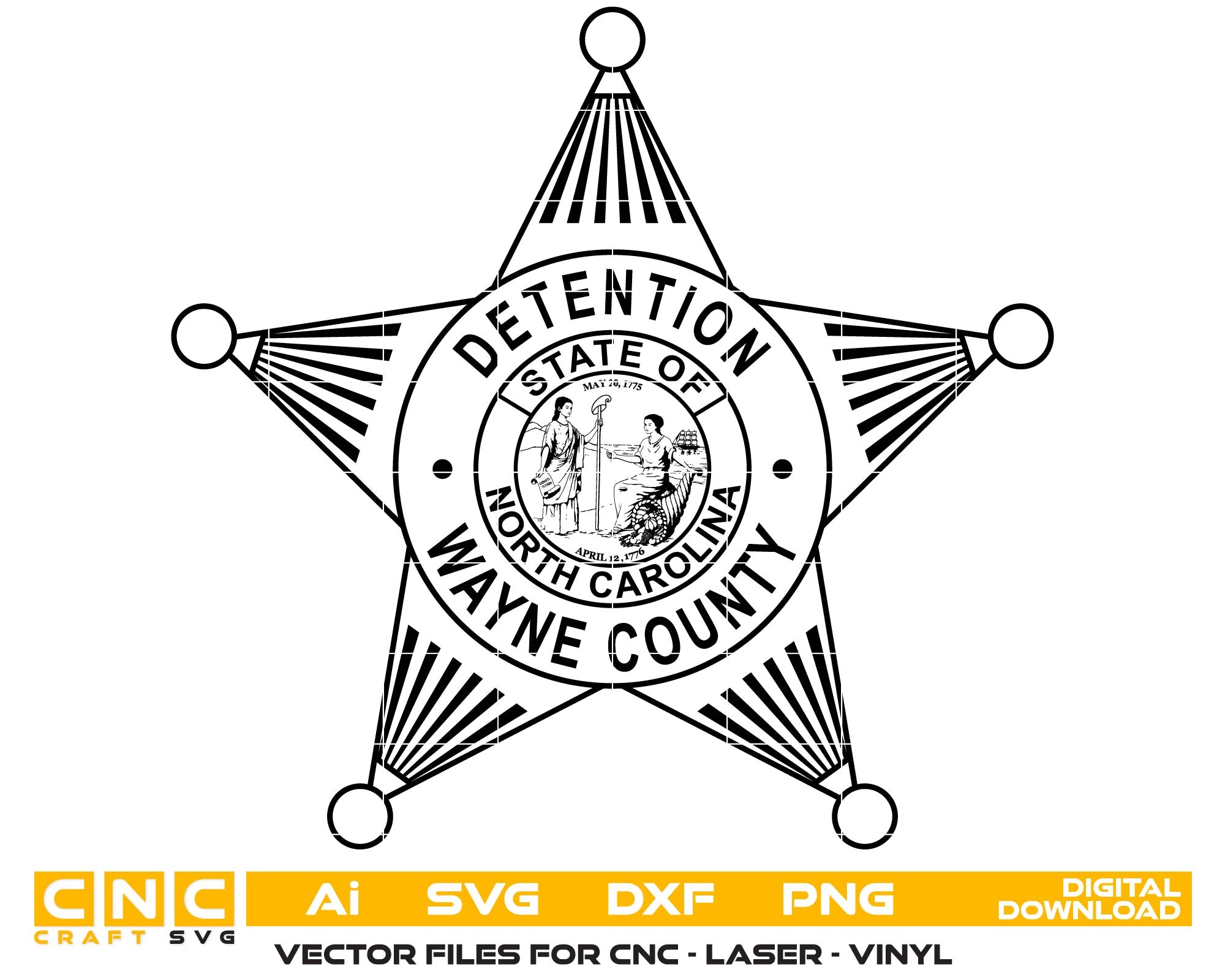 Wayne County Detention Badge SVG, Detention Officer Badge Vector, County Detention Emblem, Law Enforcement Badge SVG, Correctional Badge Design, Engraving Badge File