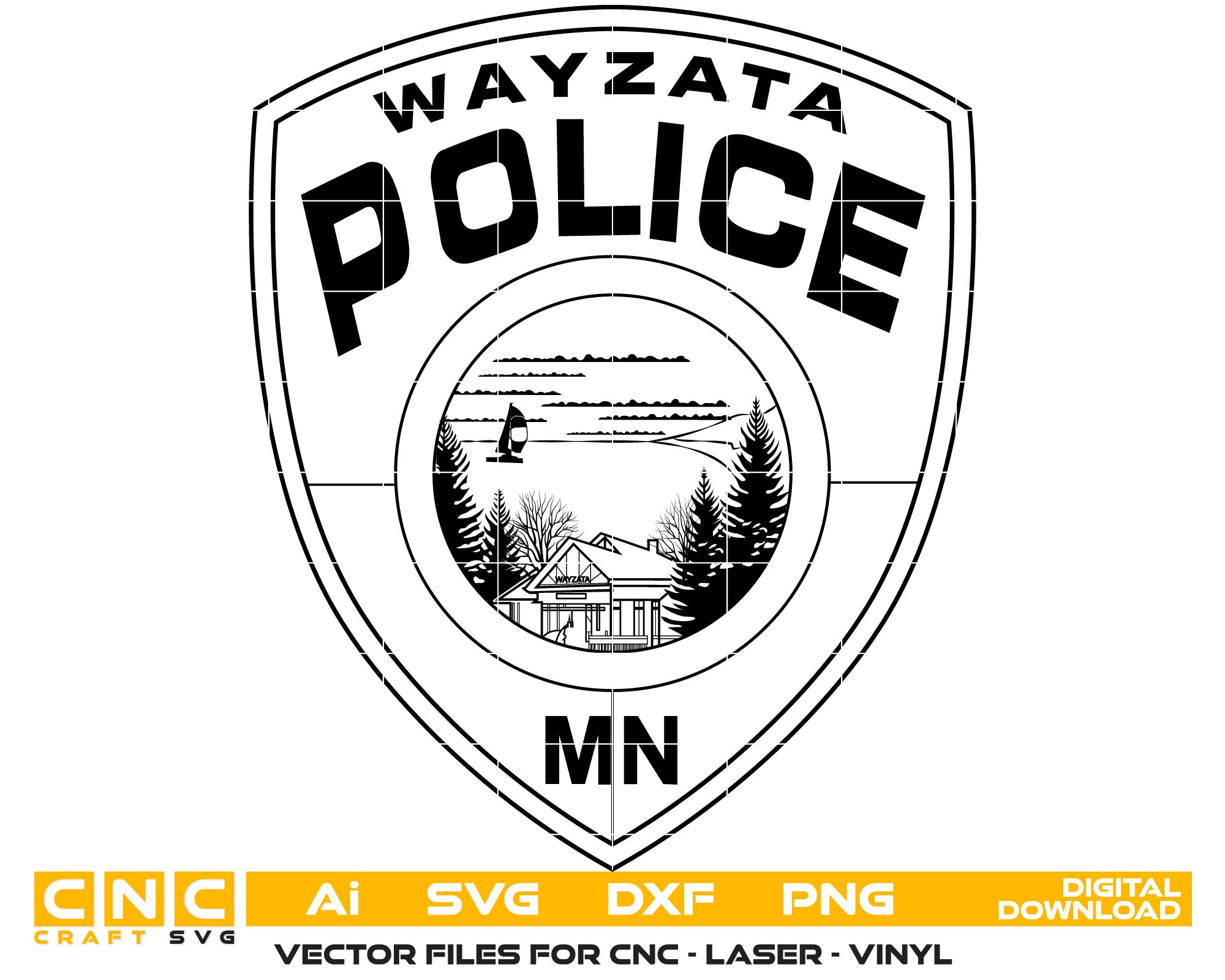 Wayzata Police Logo Vector Art, Ai,SVG, DXF, PNG, Digital Files