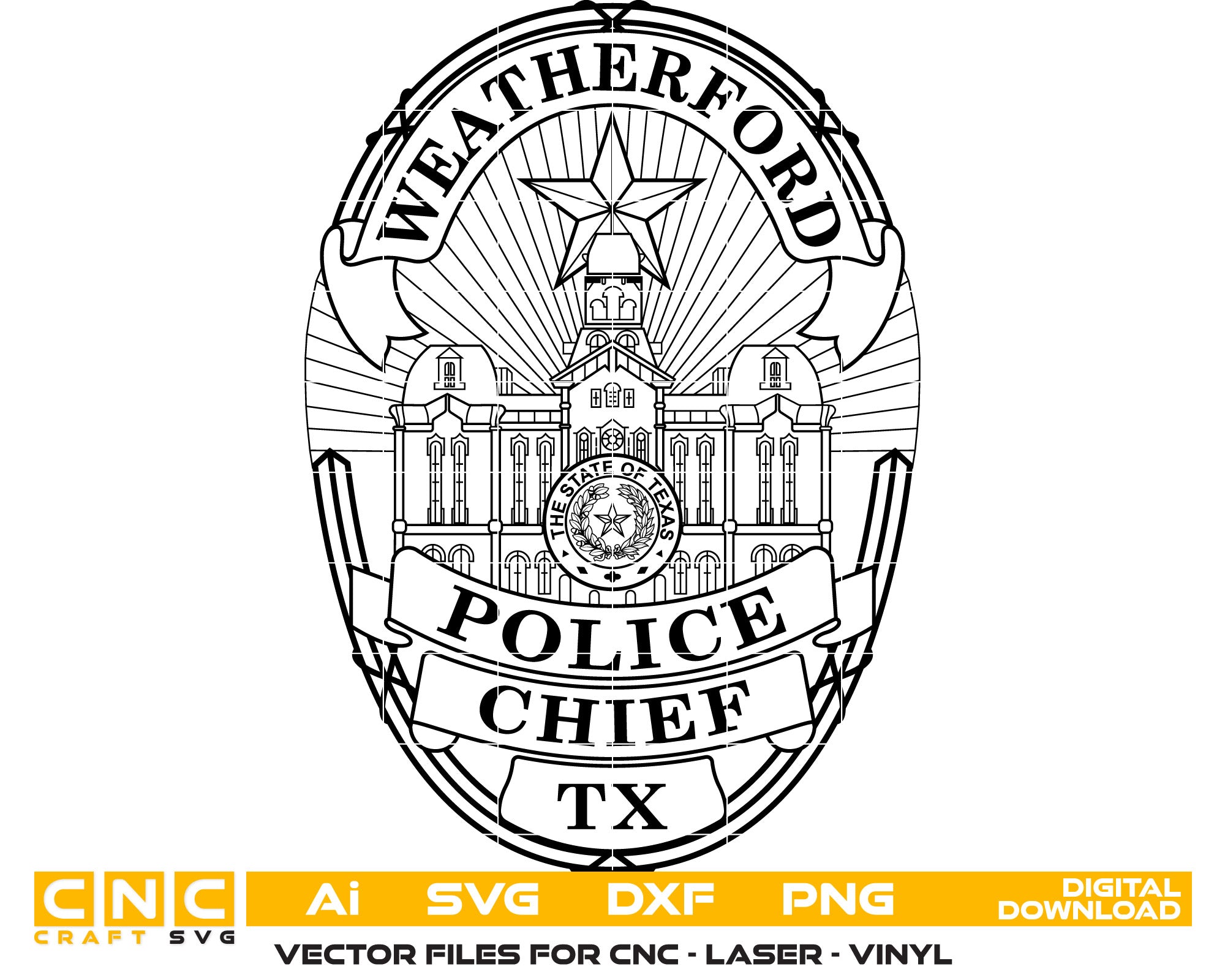 Weatherford Police Chief Badge vector art