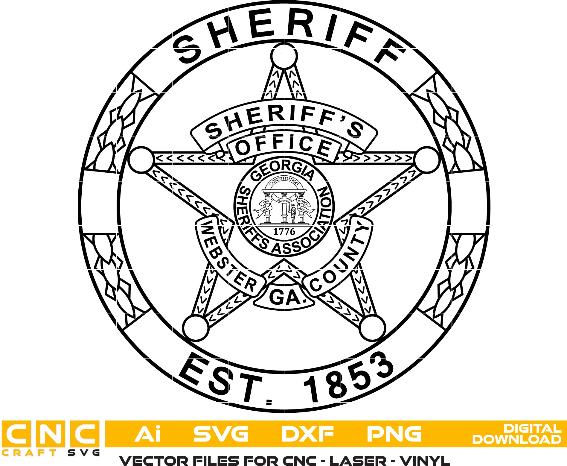 Webster County Sheriff Badge Vector art Digital file