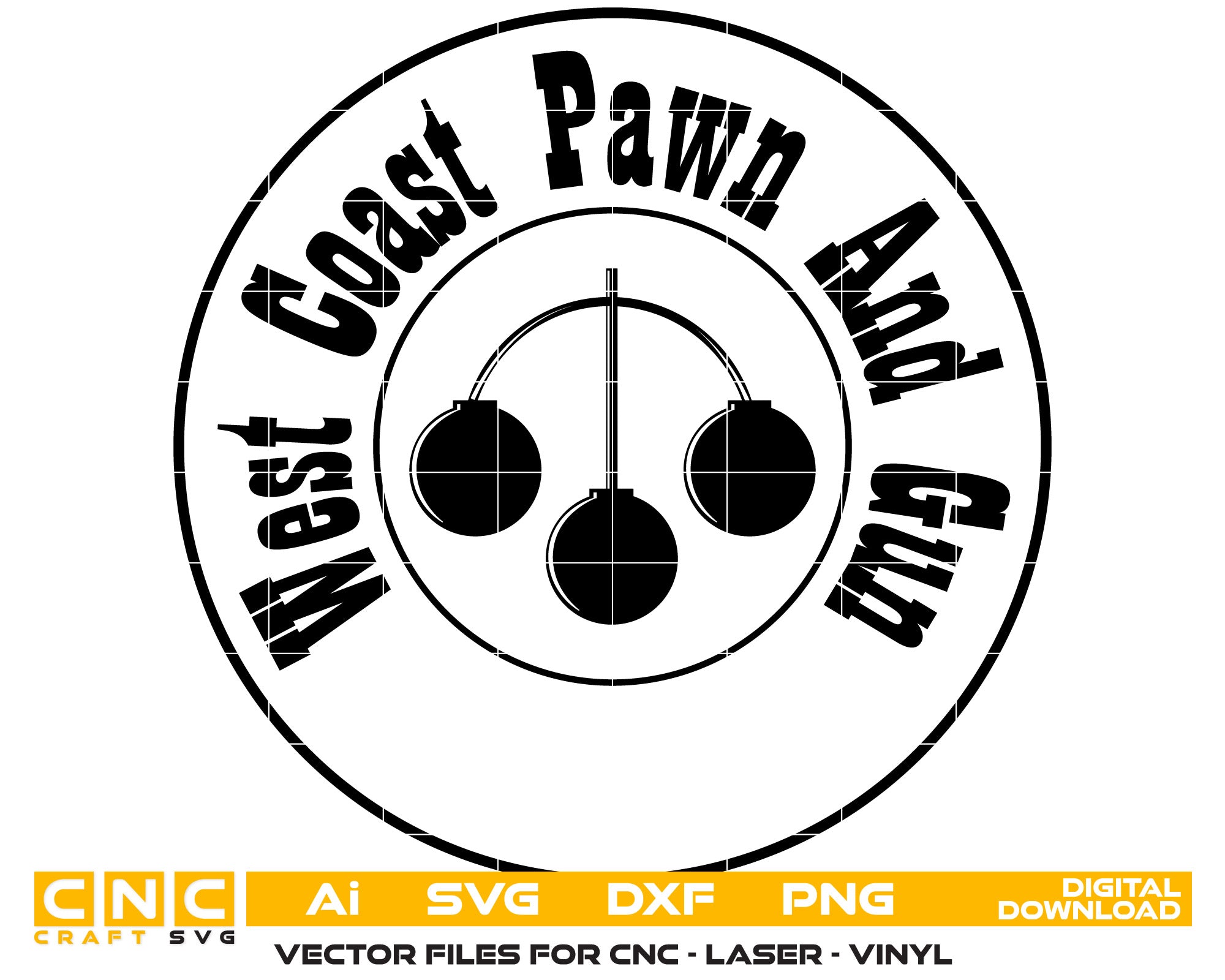 West Coast Pawn And Gun Logo vector art
