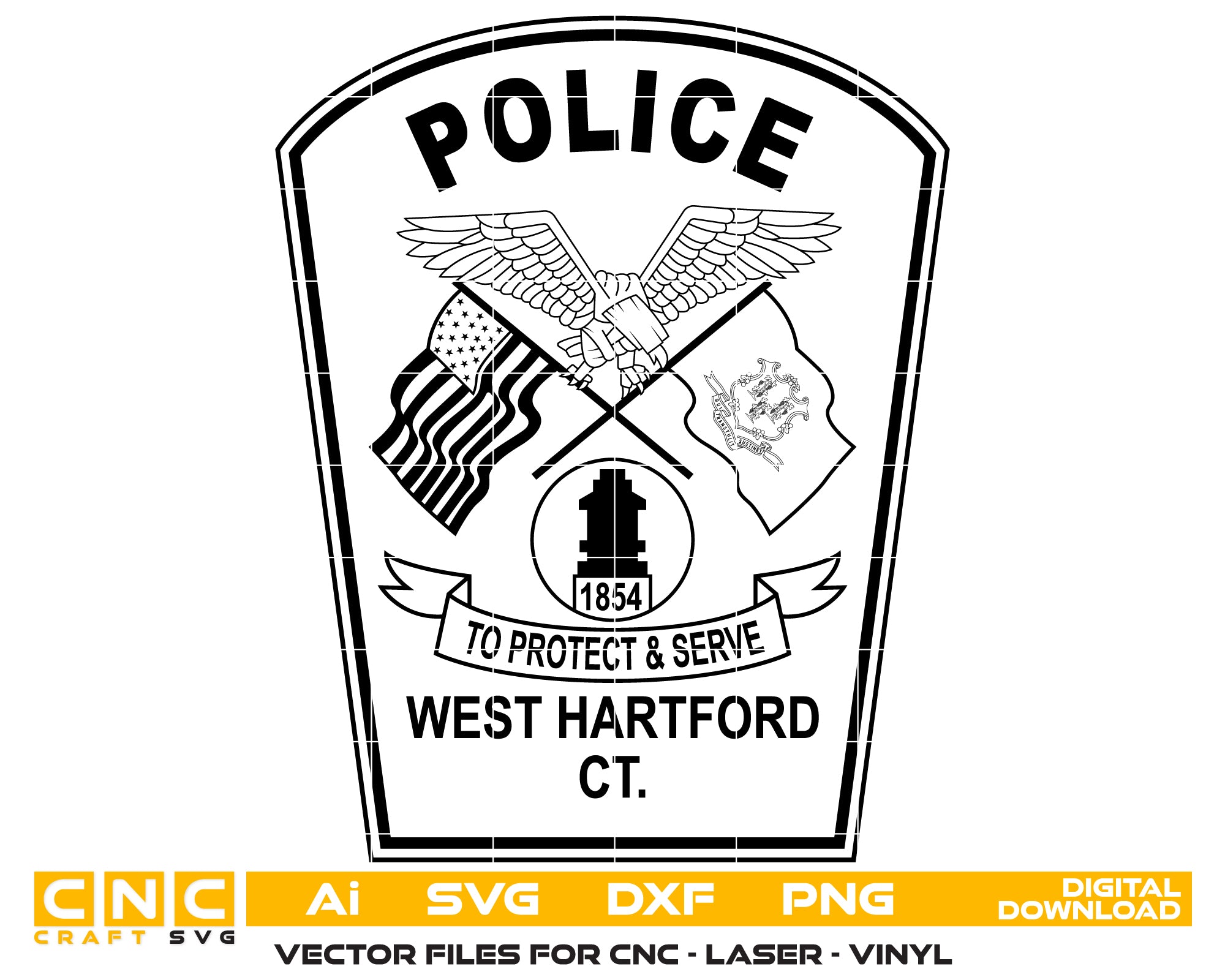 West Hartford Police Department Patch SVG, Connecticut Police Patch Vector, West Hartford Police Emblem, Police Patch SVG, Law Enforcement Patch Vector File