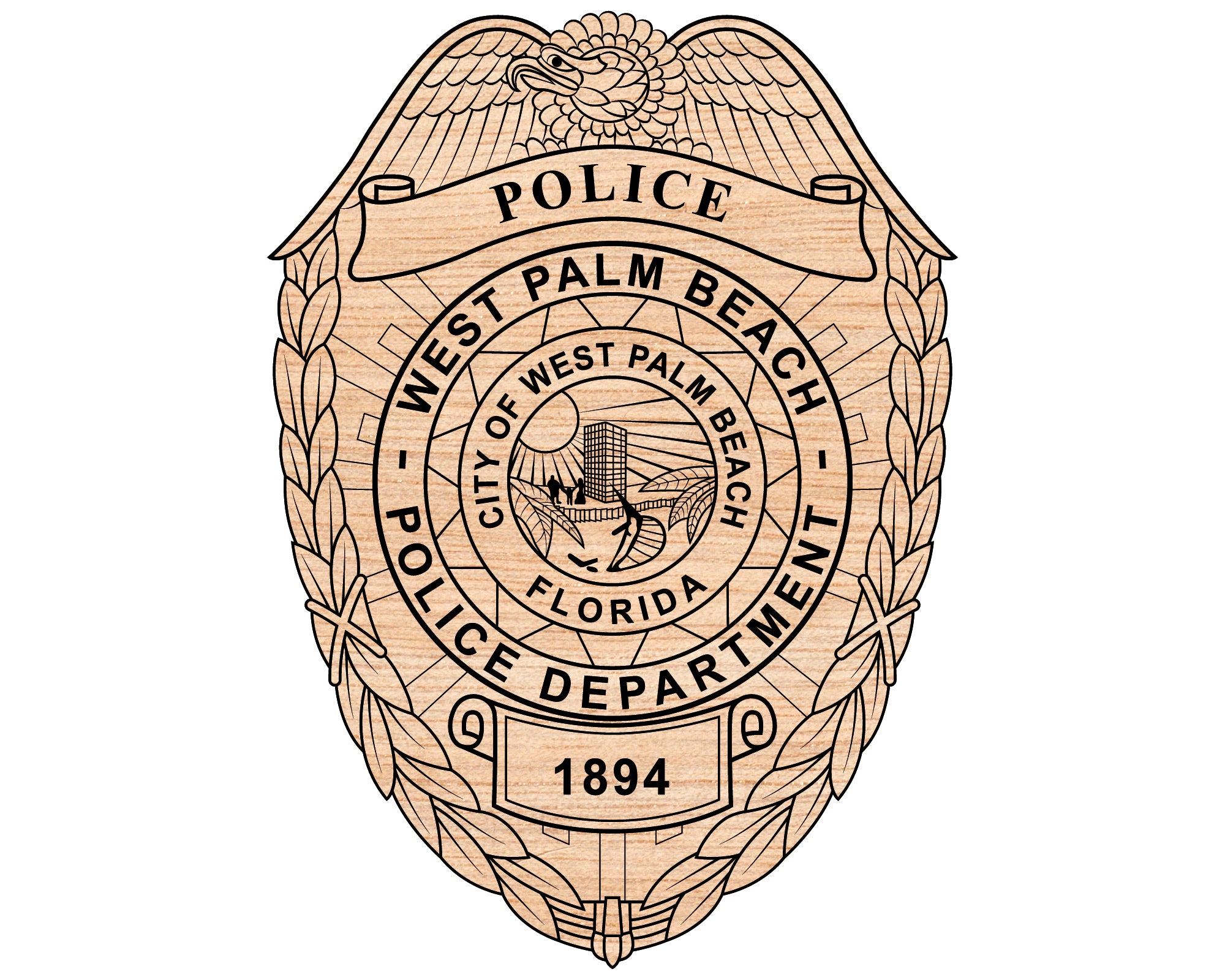 West Palm Beach Police Department Badge SVG, West Palm Beach PD Badge Vector, Florida Police Badge Design, Law Enforcement Badge SVG
