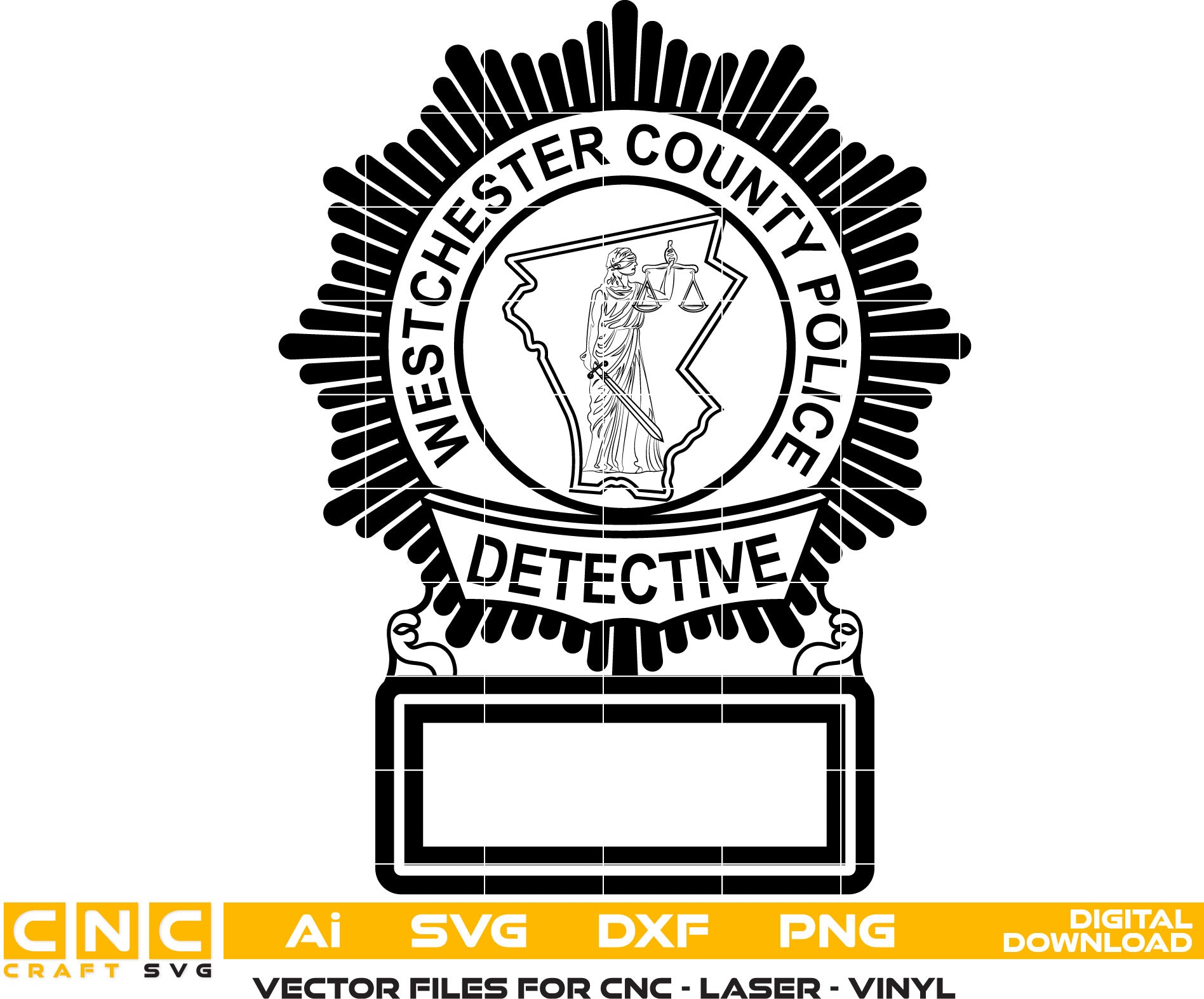 Westchester county Detective Police Badge vector art