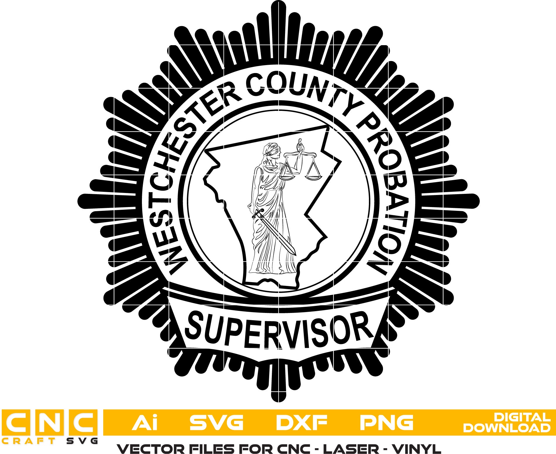 Westchester county Probation Supervisor Badge Vector Art, Ai,SVG, DXF, PNG, Digital Files