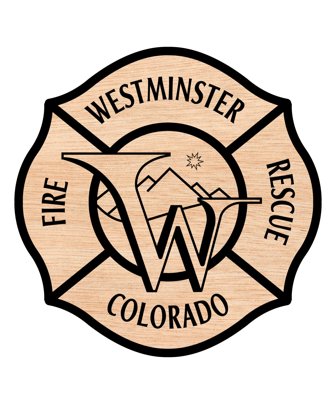 Westminster Fire Department Badge SVG digital download, firefighter emblem vector design for Cricut, Silhouette, CNC, engraving, and fire department crafts.