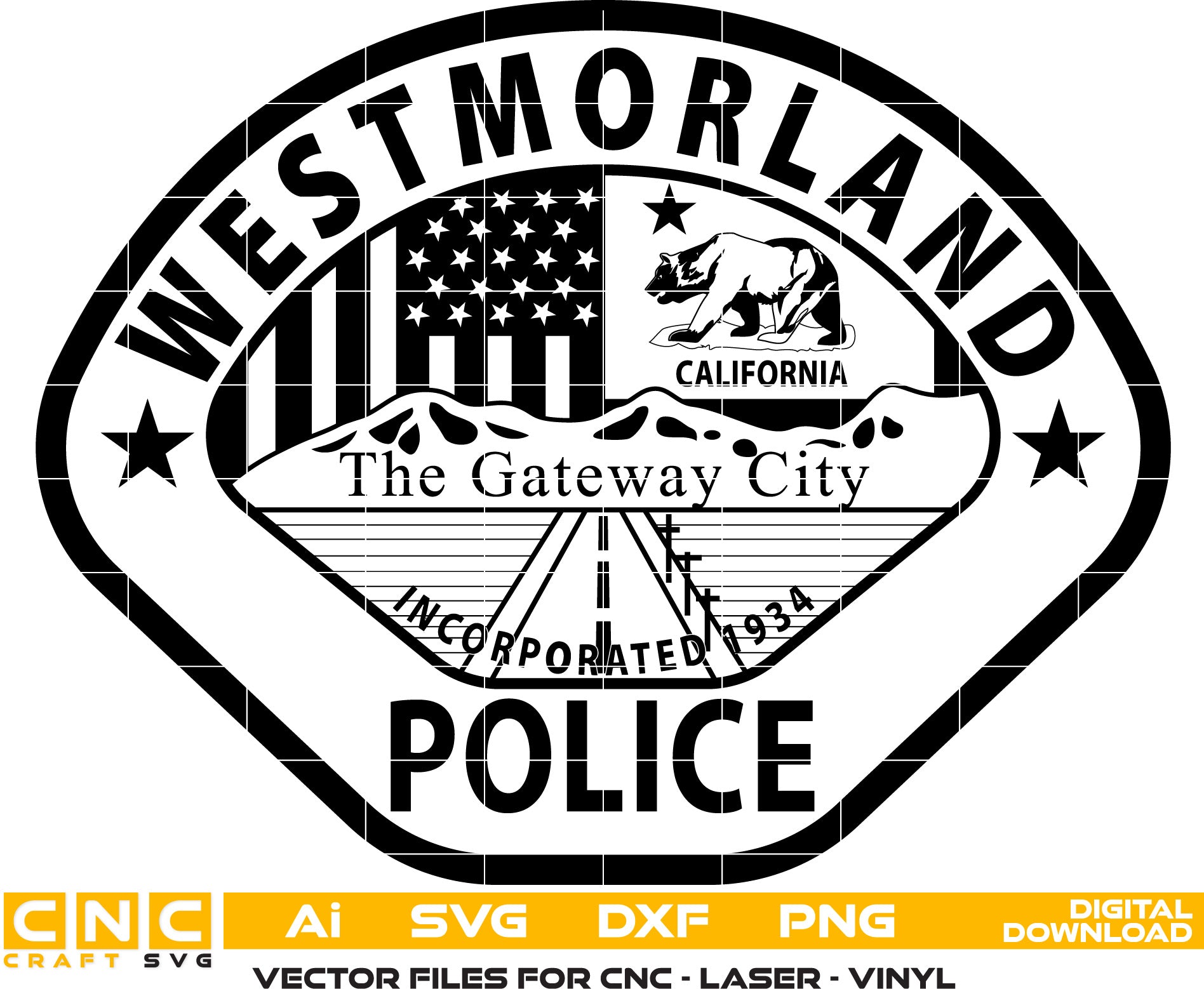 Westmorland Police Badge Vector art Svg, Dxf, Jpg, Png, and Ai files For laser engraving, woodworking, acrylic painting, and all printing machines.