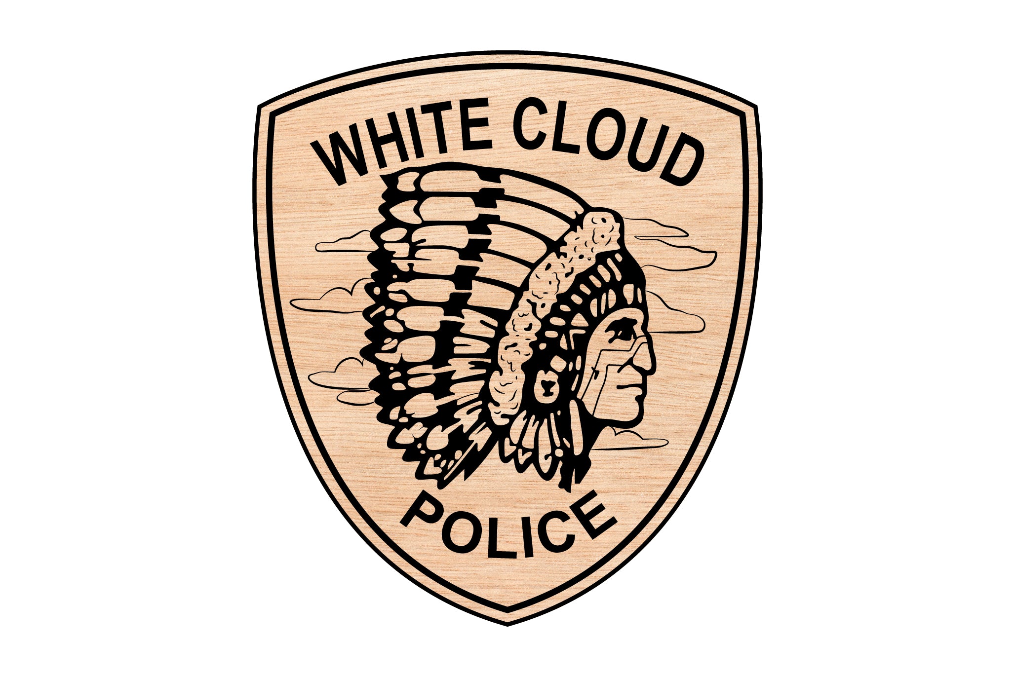 White Cloud Police Patch SVG digital download, law enforcement emblem vector design for Cricut, Silhouette, CNC, engraving, and police craft projects.