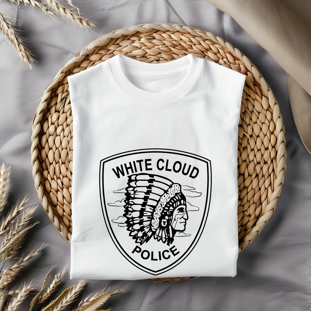 White Cloud Police Patch SVG digital download, law enforcement emblem vector design for Cricut, Silhouette, CNC, engraving, and police craft projects.