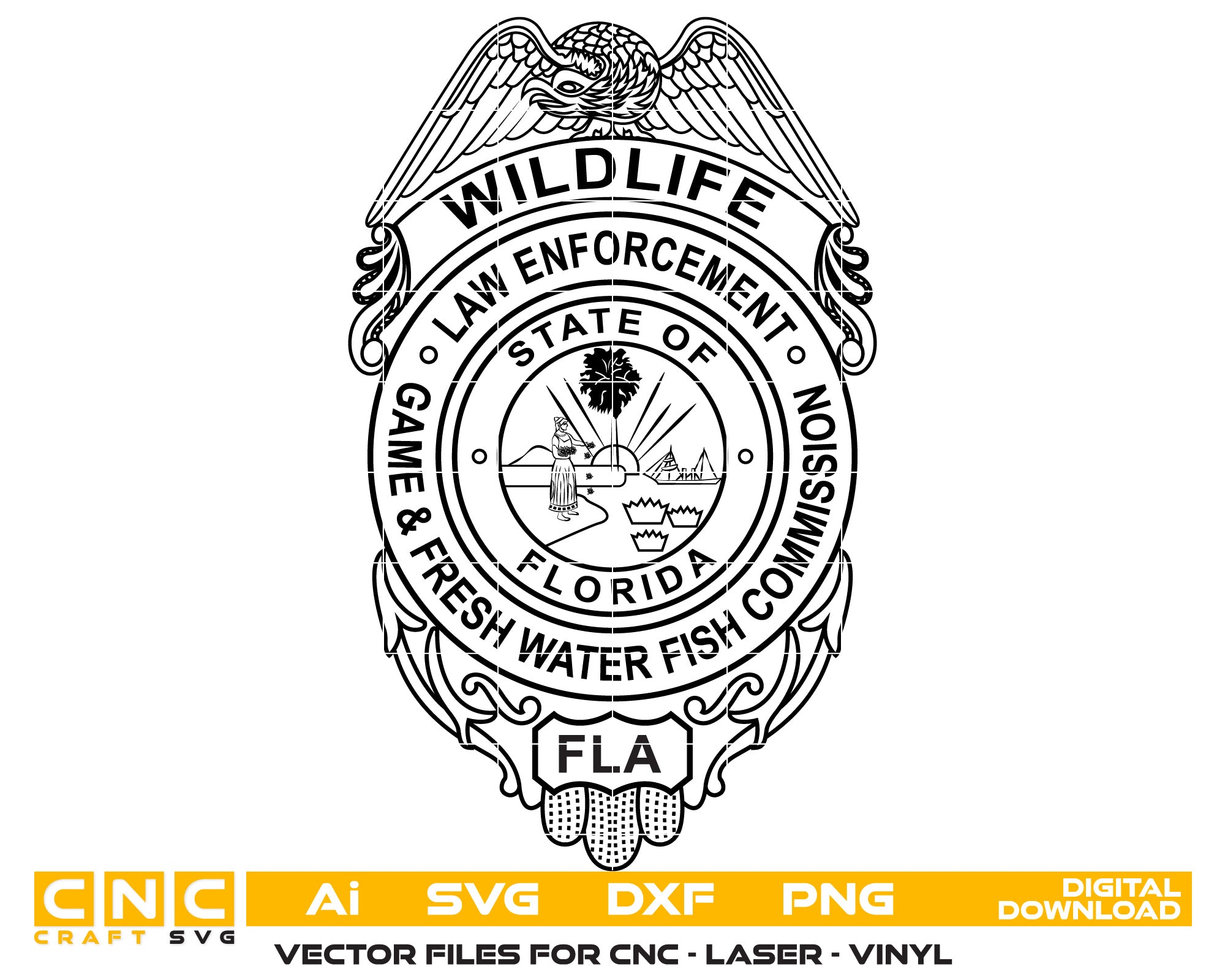 Wildlife Law Enforcement Badge Vector Art, Ai,SVG, DXF, PNG, Digital Files
