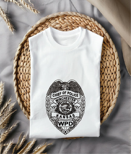 Winchester Police Chief Badge SVG, Kansas Police Chief Badge Vector, Police Chief Emblem Illustration, Law Enforcement Badge SVG File