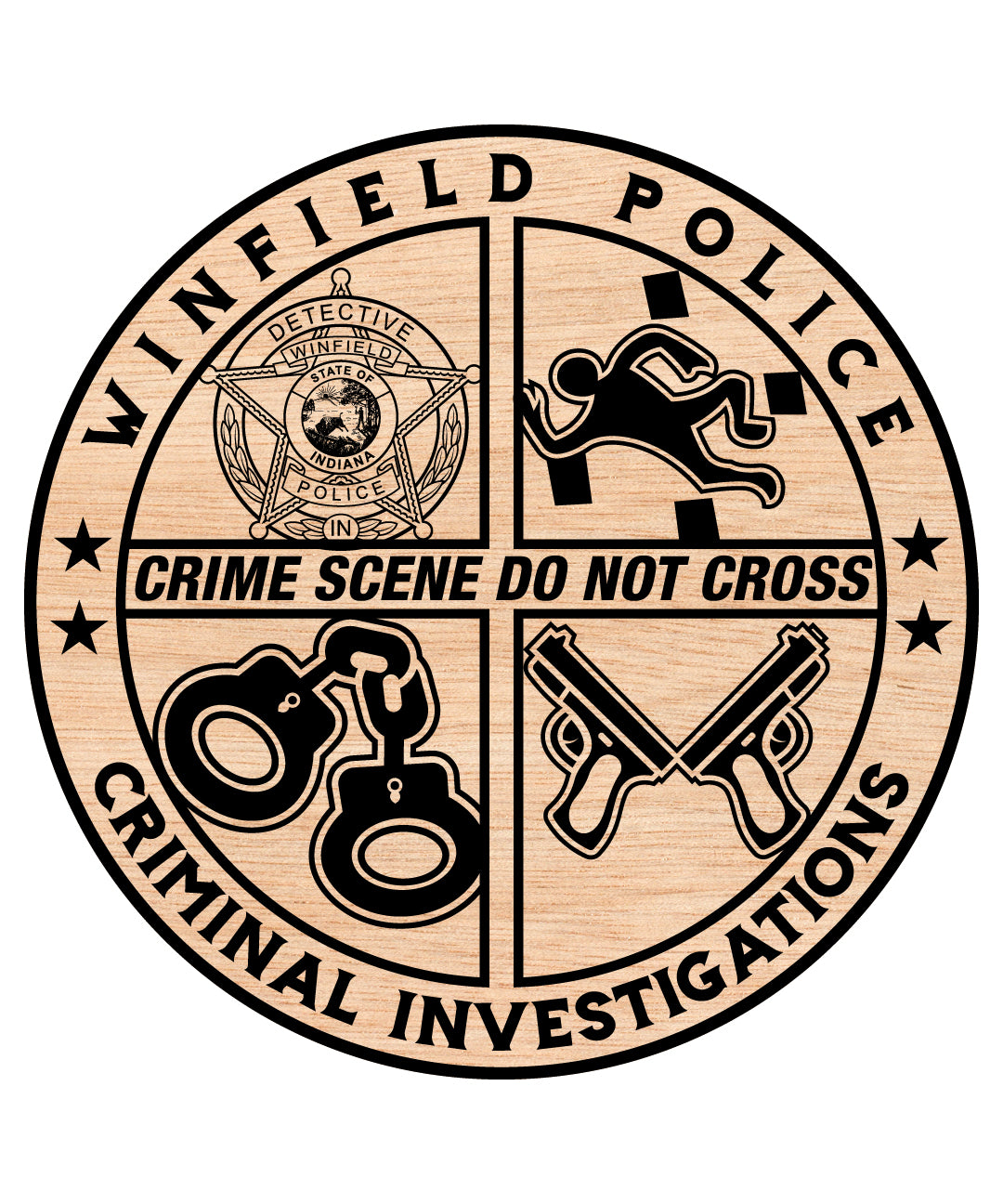 Winfield Police Criminal Investigations Coin SVG digital download, law enforcement challenge coin vector design for Cricut, Silhouette, CNC, engraving, and police craft projects.