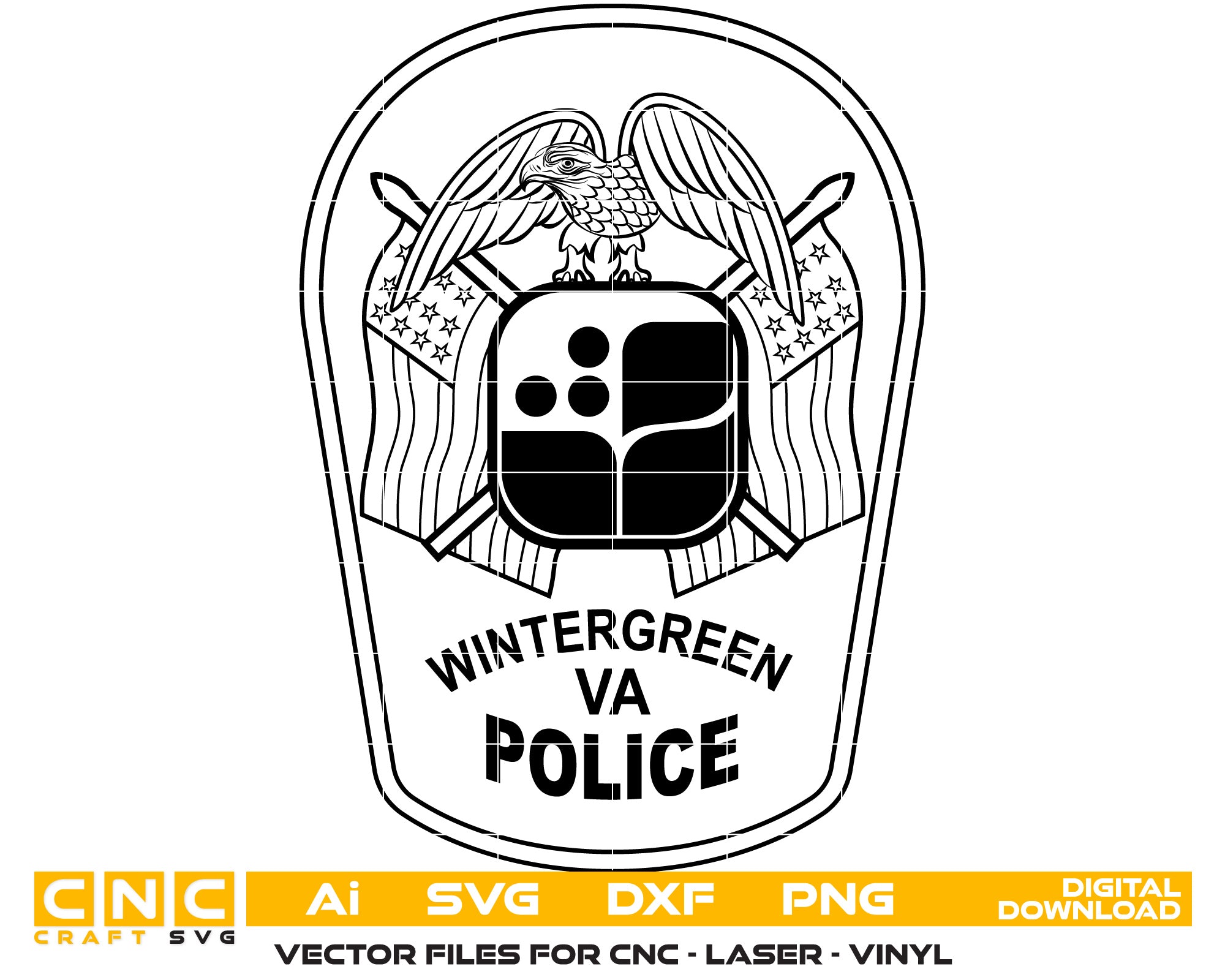 Wintergreen Police Badge Vector Art, Ai,SVG, DXF, PNG, Digital Files