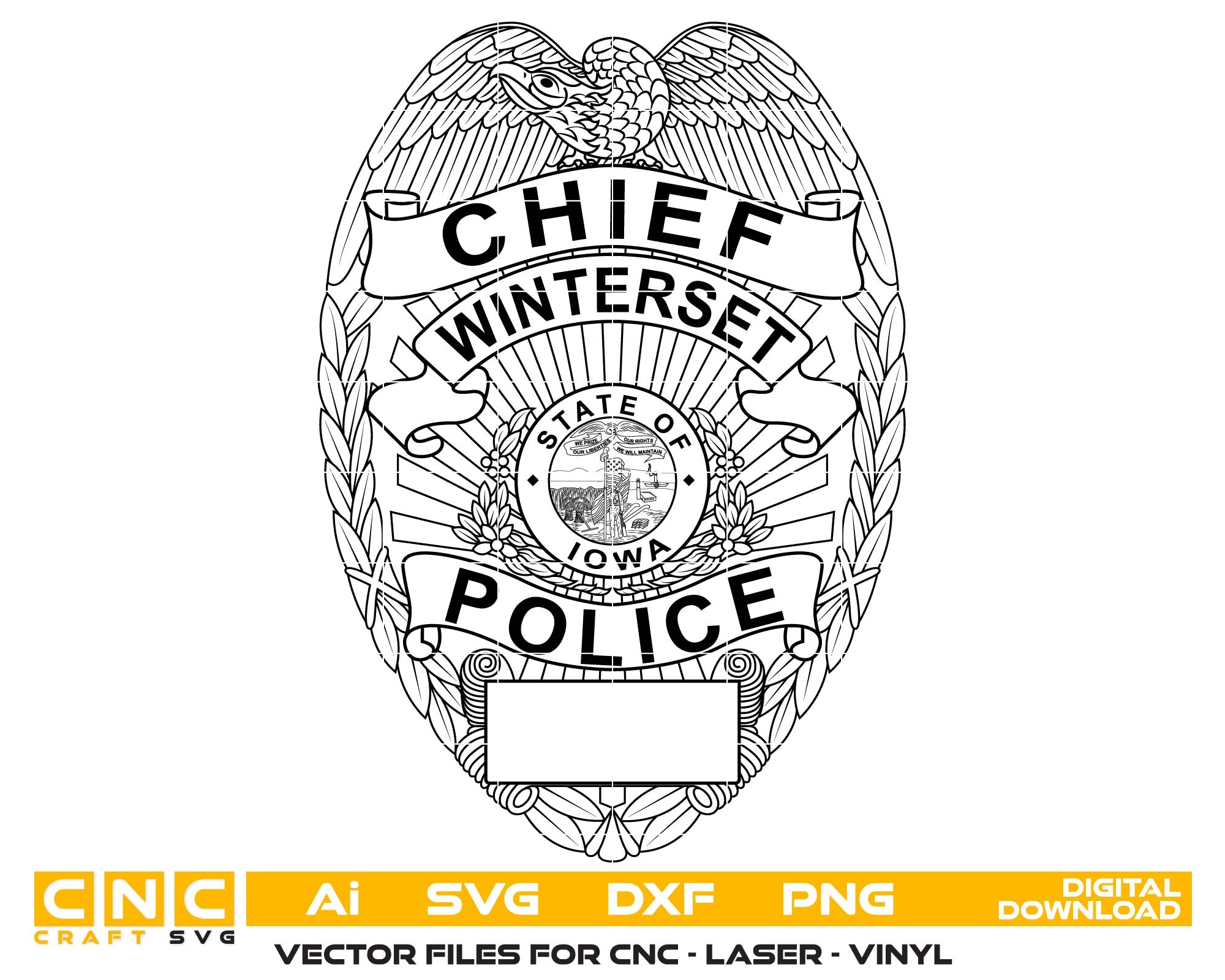 Winterset Police Chief Badge vector art