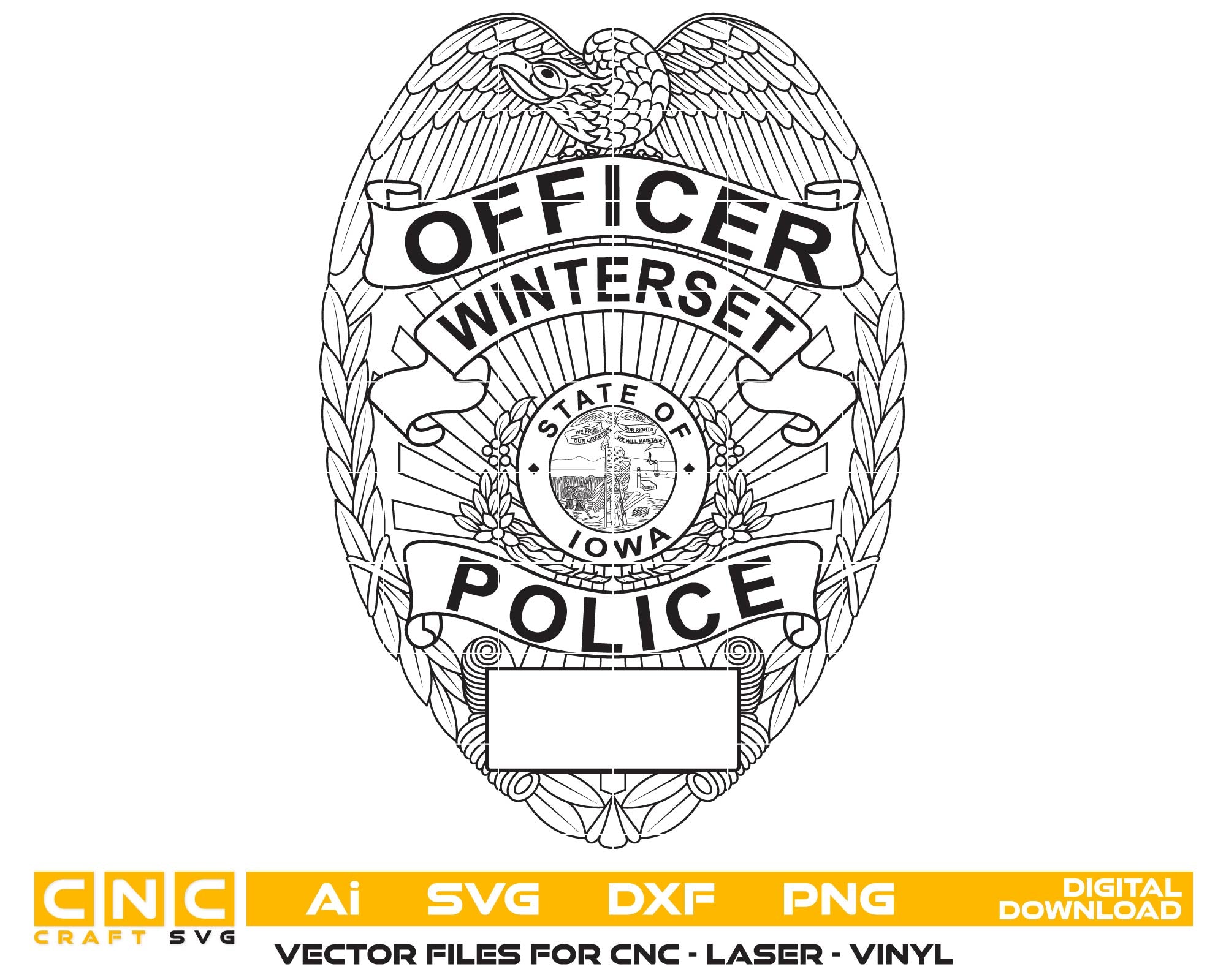 Winterset Police Officer Badge vector art
