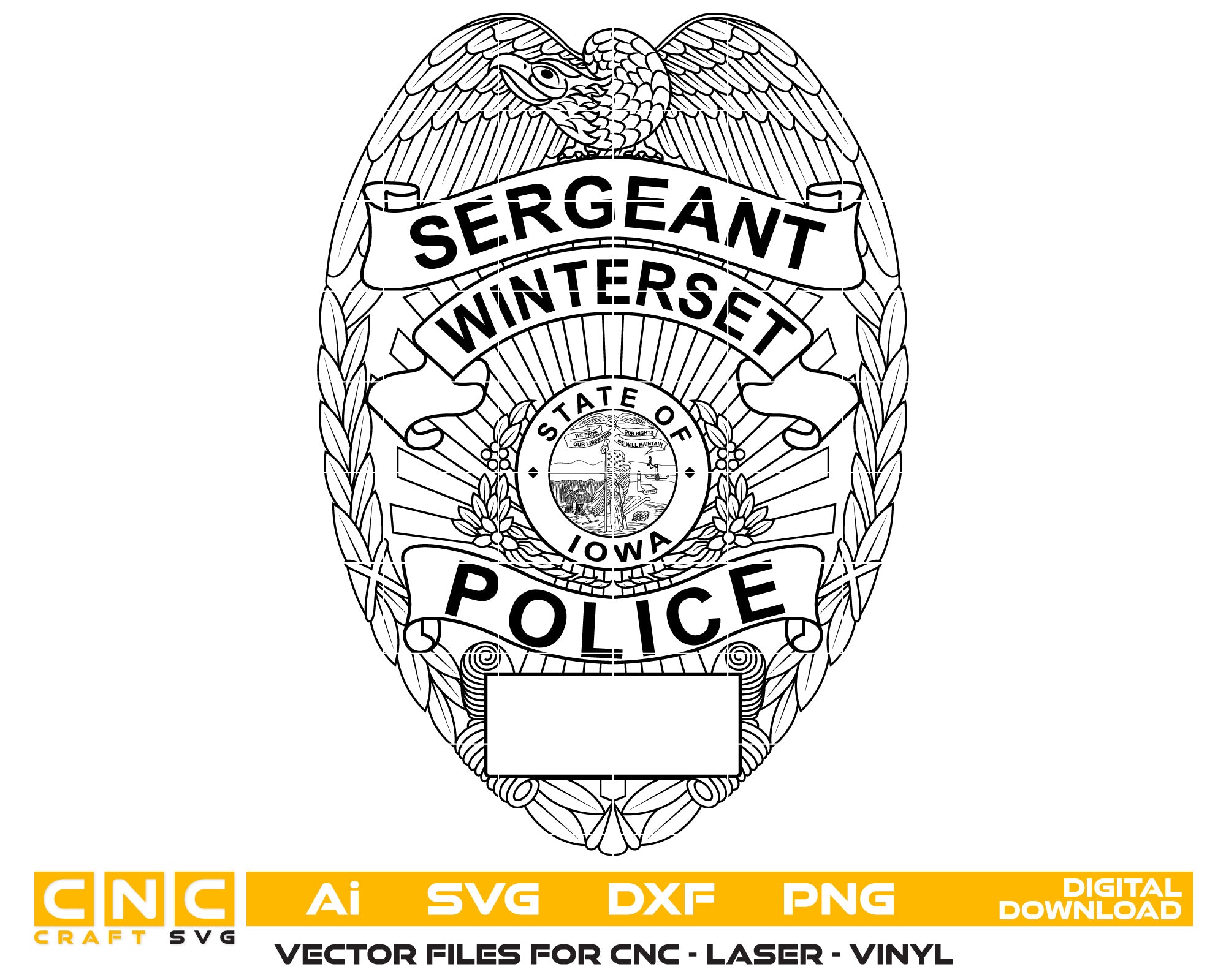 Winterset Police Sergeant Badge vector art