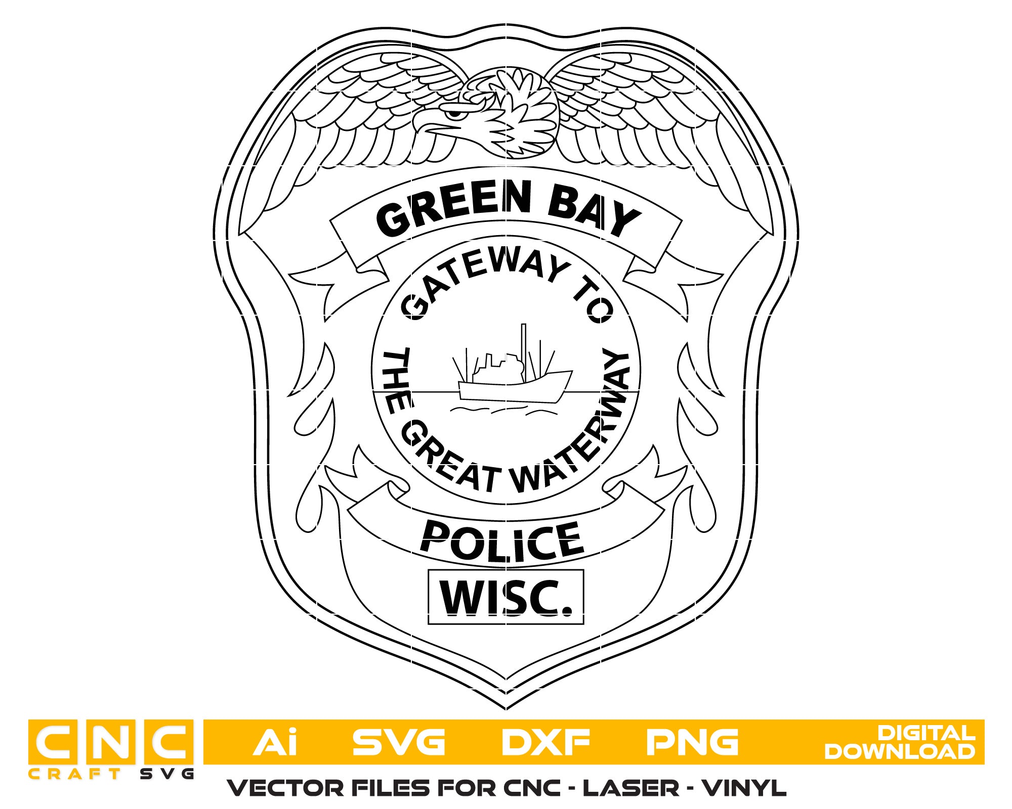 Wisconsin Green Bay Police badge vactor art