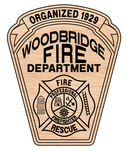 Woodbridge Fire Department Badge SVG, Organized 1929 Firefighter Badge Vector, Woodbridge Fire Dept Emblem, Fire Badge SVG File
