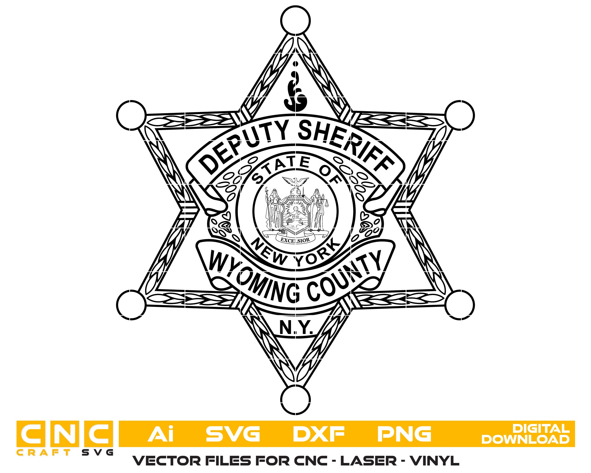 Wyoming County Deputy Sheriff Badge vector art