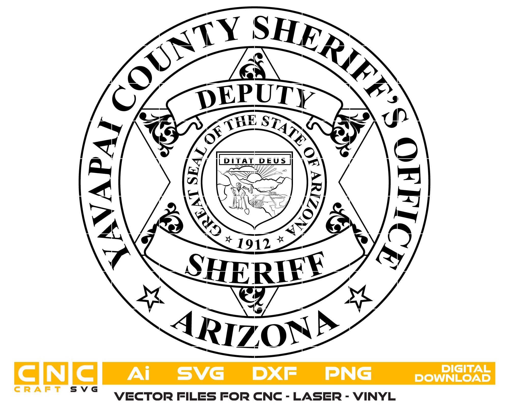 Yavapai County Sheriff Badge Vector Art, Ai,SVG, DXF, PNG, Digital Fil